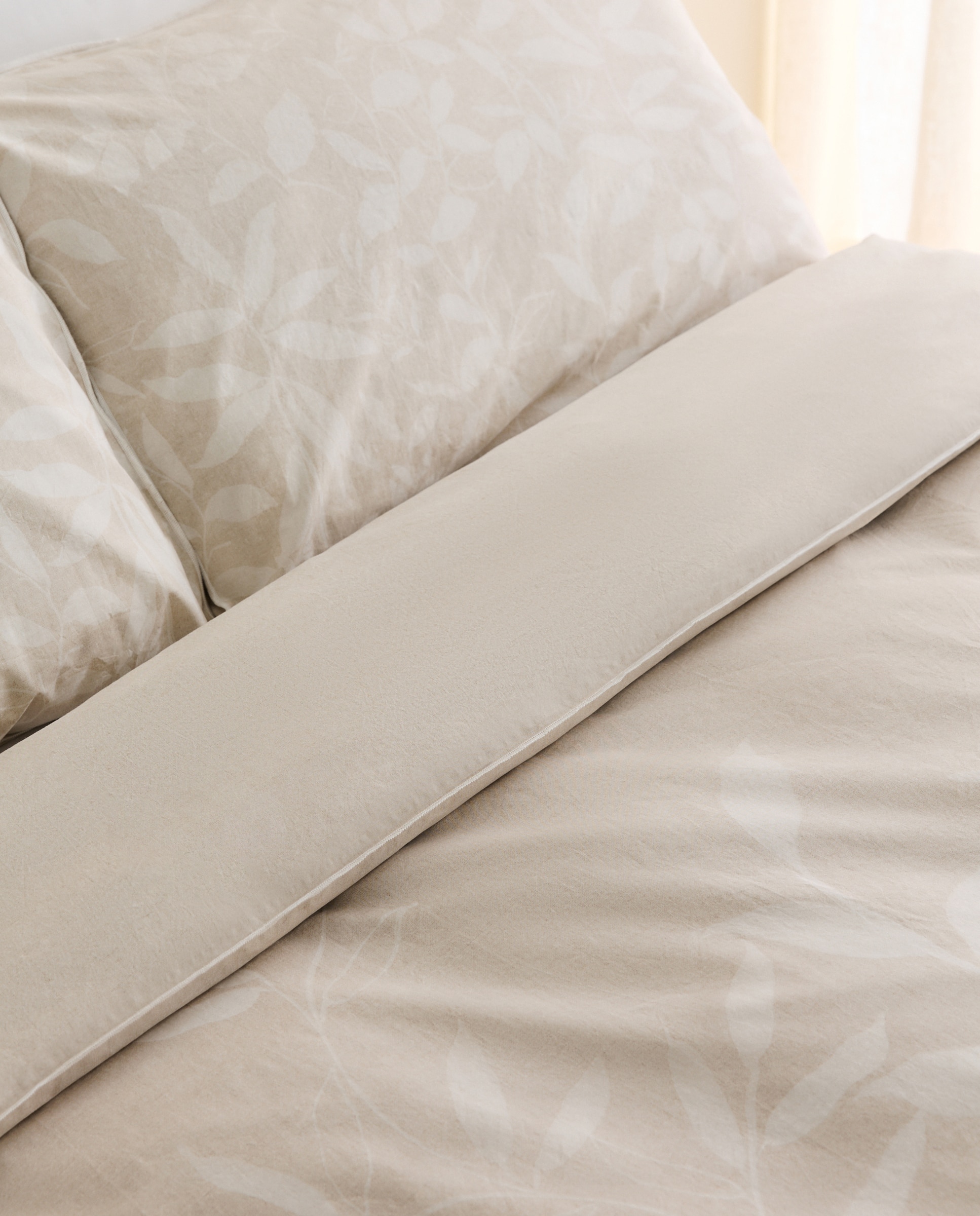 Juego de funda nórdica algodón percal Harlow - Beige Cama 180 cm Beige-3