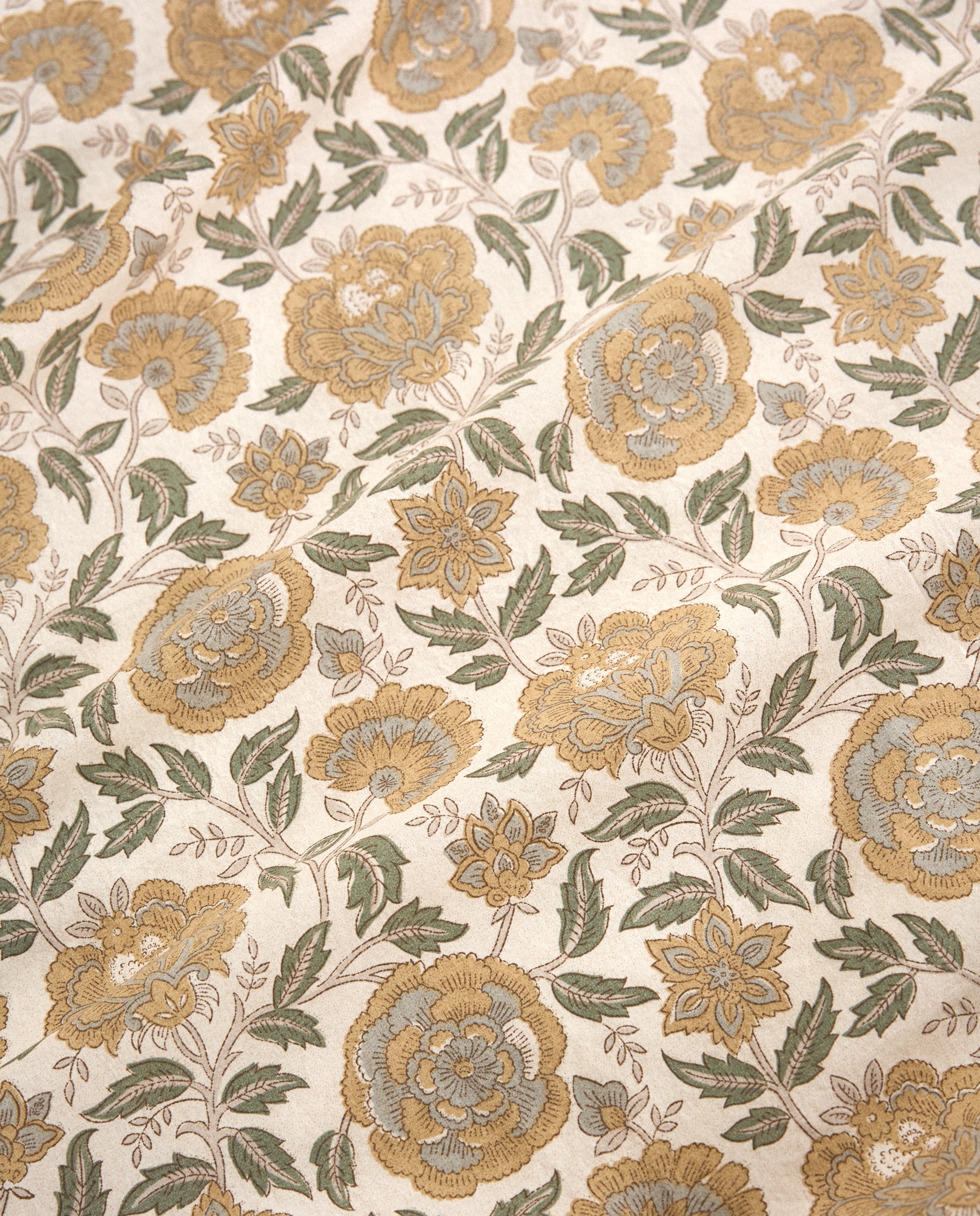 Juego de funda nórdica algodón percal Liliam - Mostaza Cama 135 cm Mostaza-4