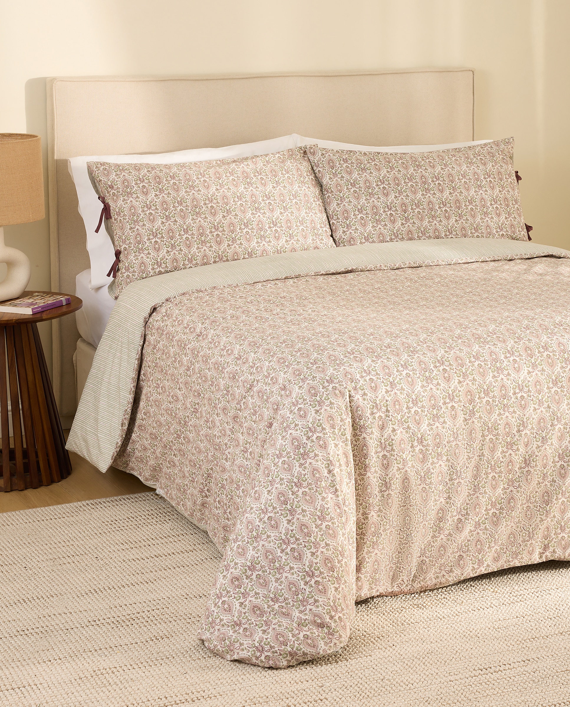Juego de funda nórdica algodón percal Kiana - Granate Cama 90 cm Granate-1