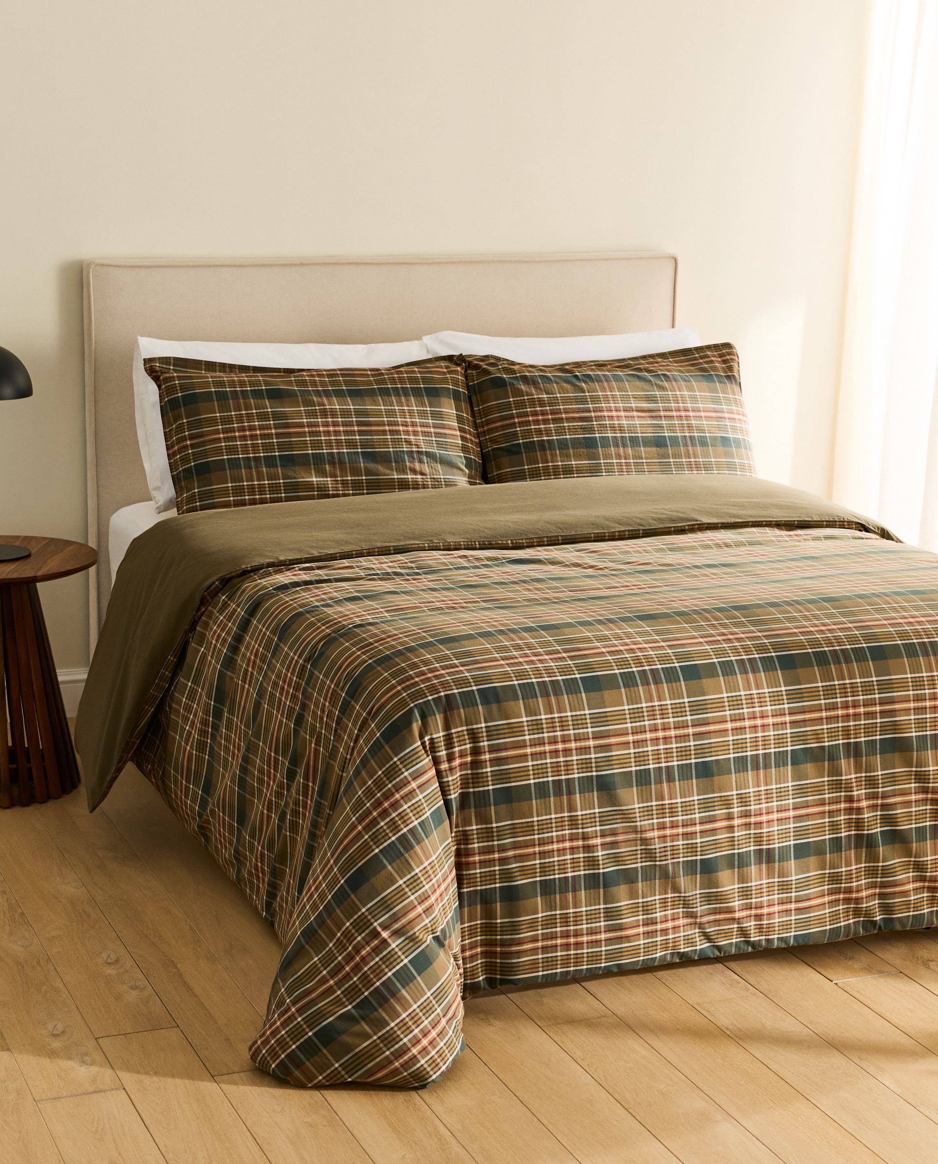 Juego de funda nórdica algodón Oliver - Verde Cama 105 cm Verde-1