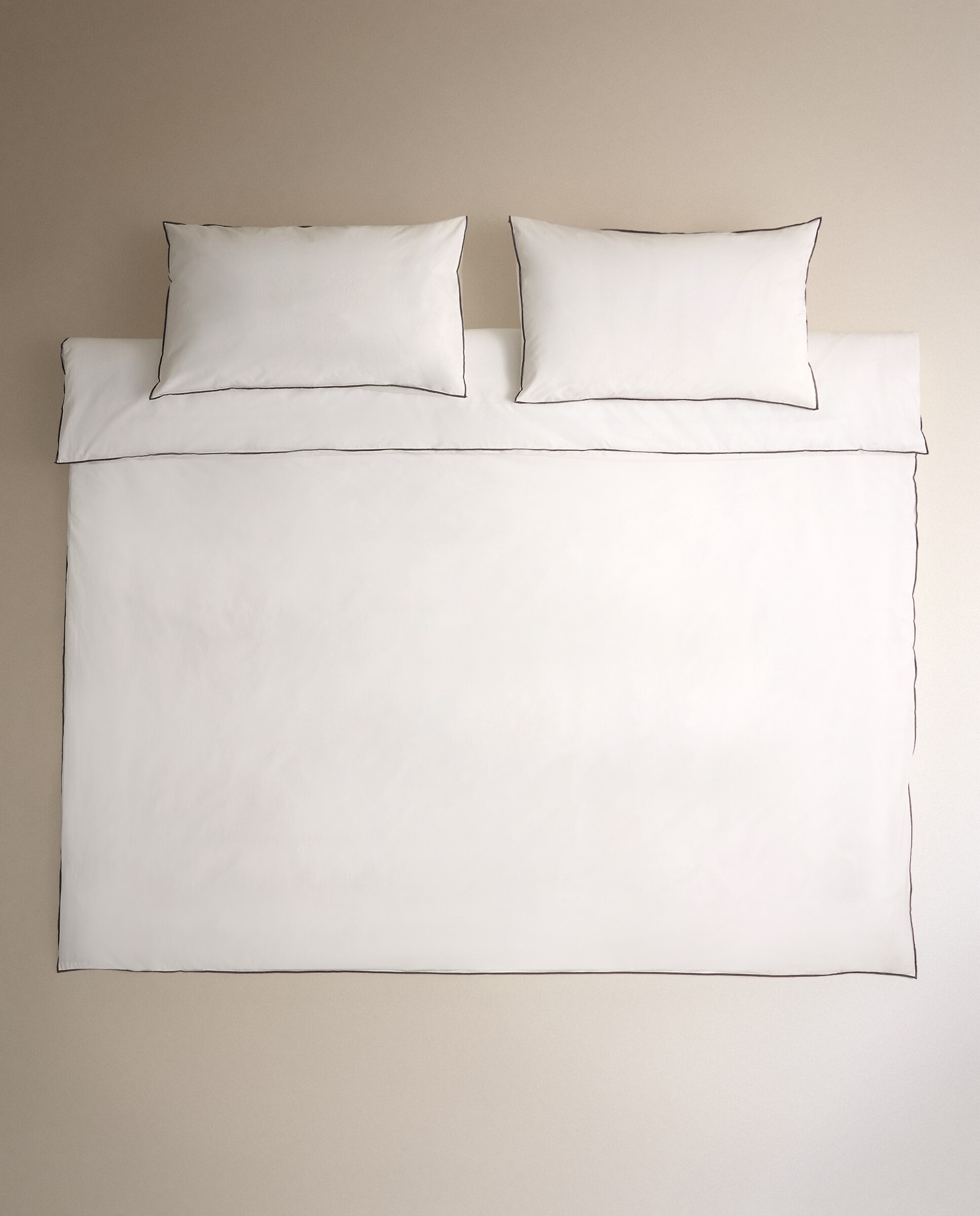 Juego de funda nórdica algodón percal Trevor - Blanco Cama 90 cm Blanco-2