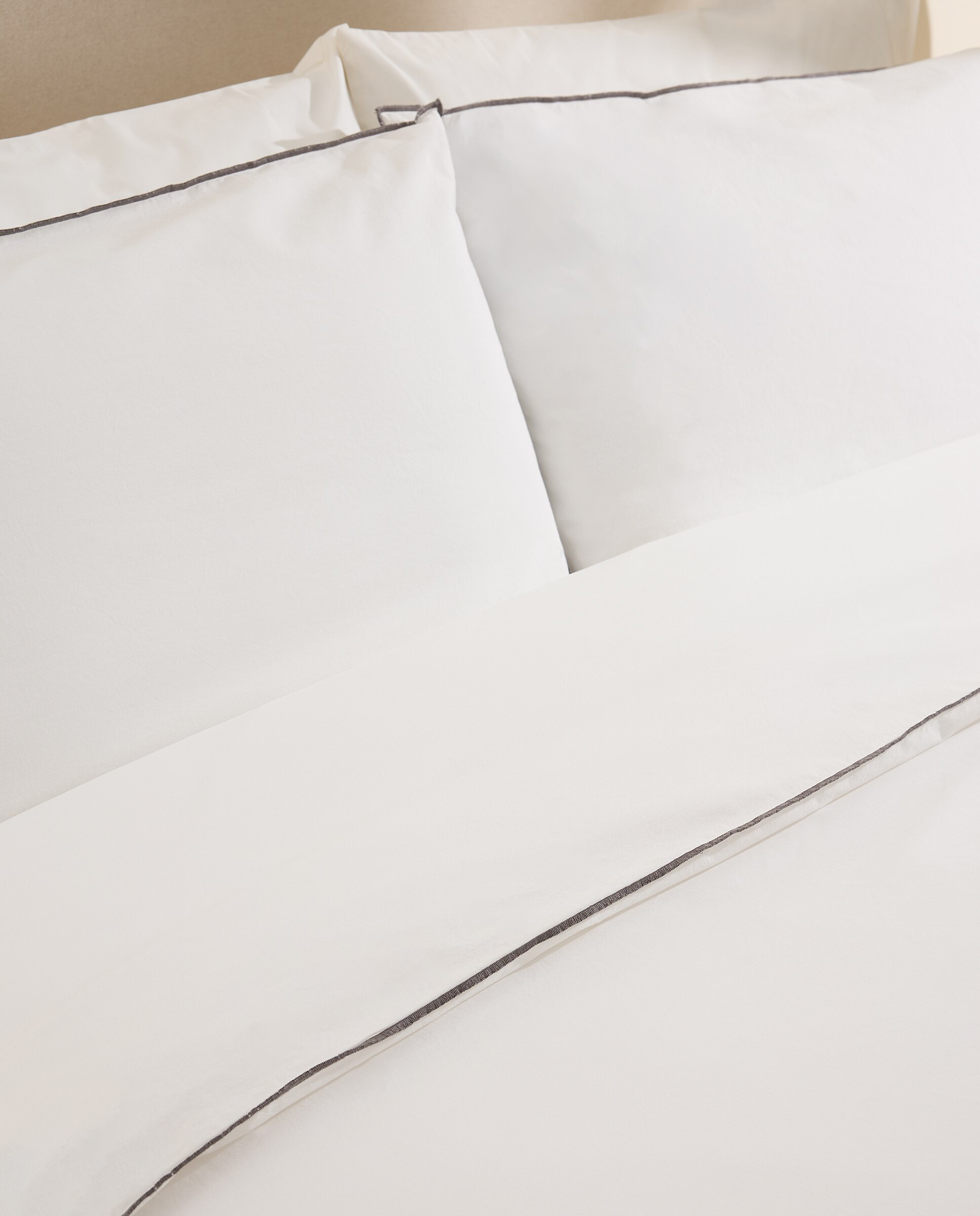 Juego de funda nórdica algodón percal Trevor - Blanco Cama 90 cm Blanco-3
