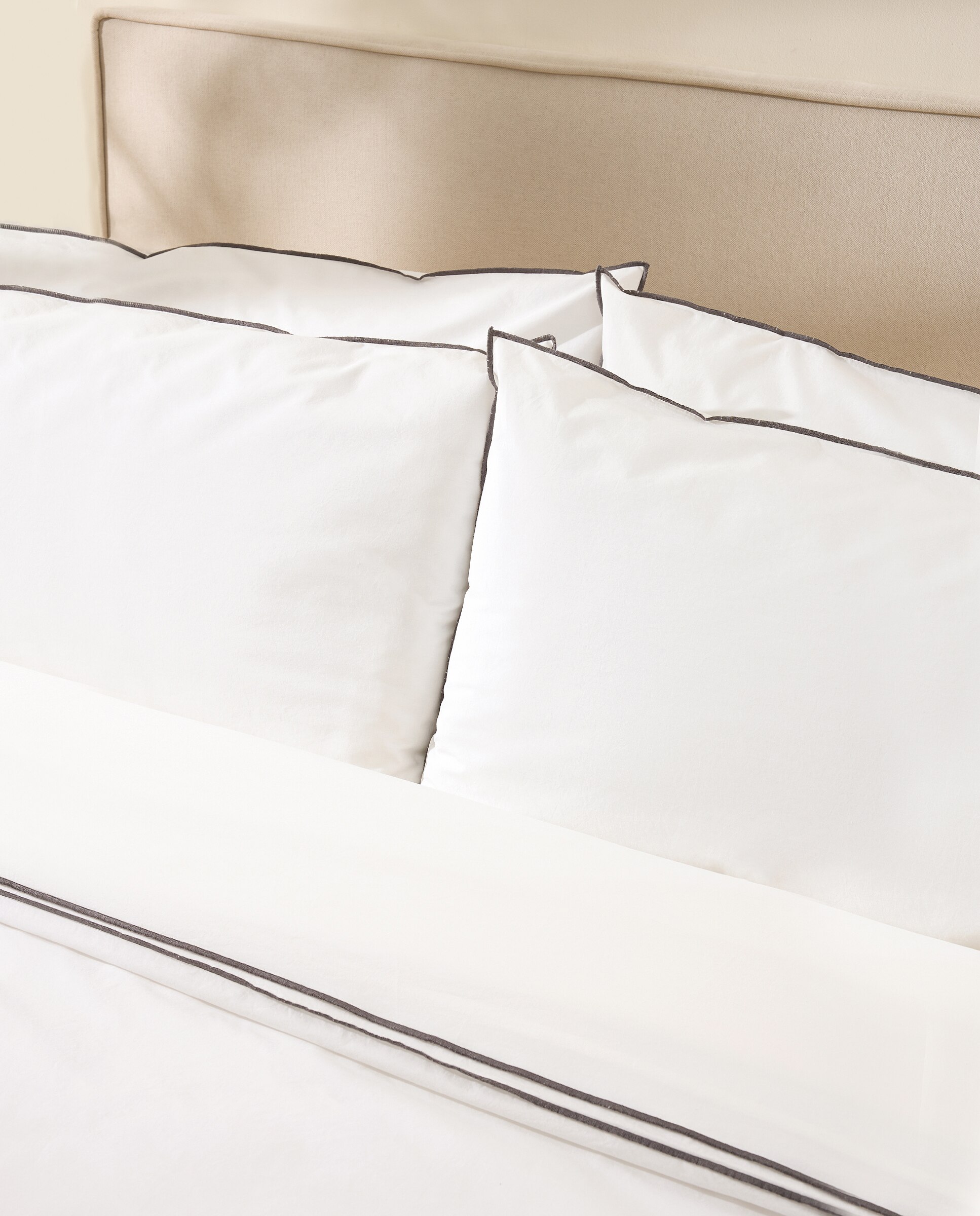 Juego de funda nórdica algodón percal Trevor - Blanco Cama 90 cm Blanco-6