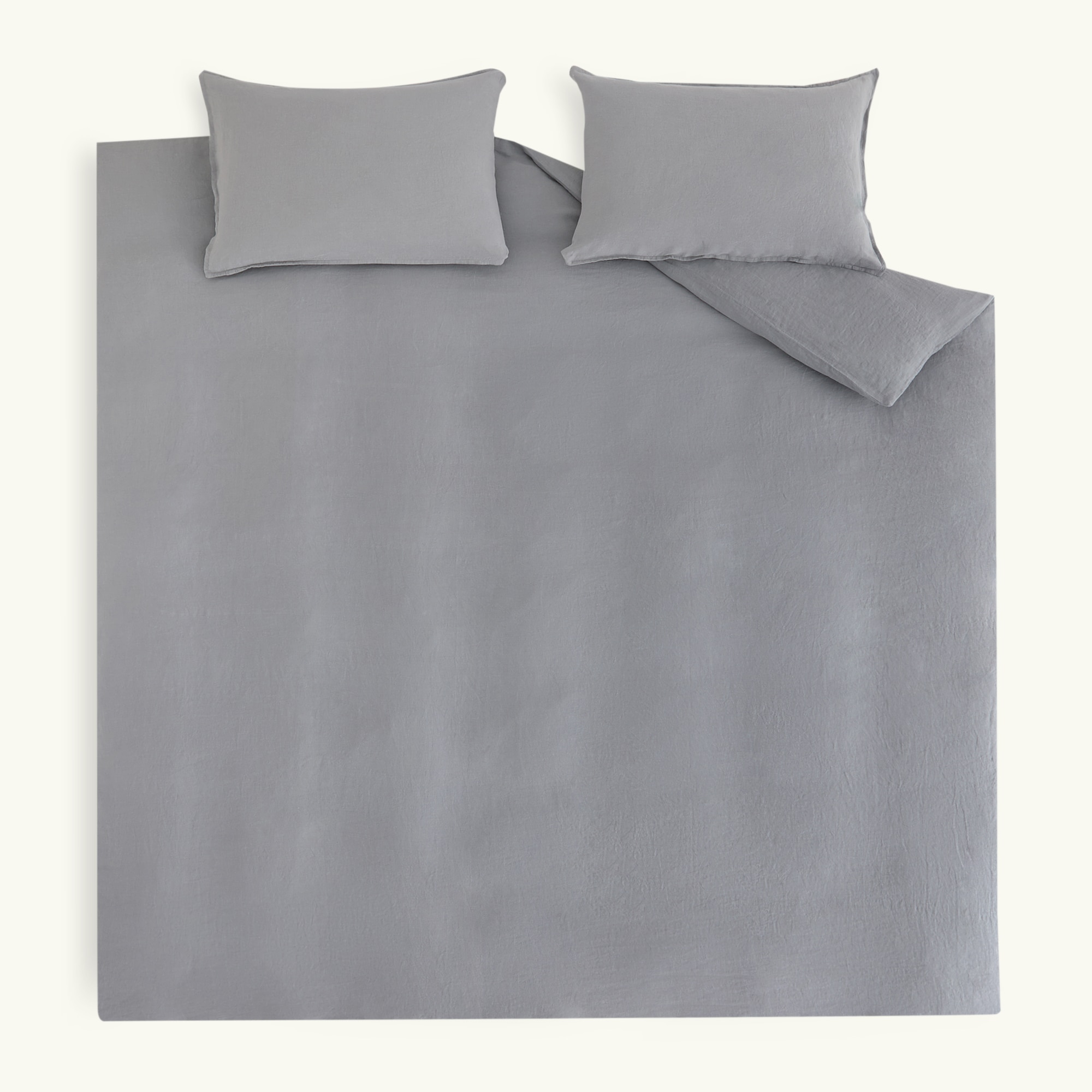Conjunto de Capa de Edredão Linho Room Cinzento-4