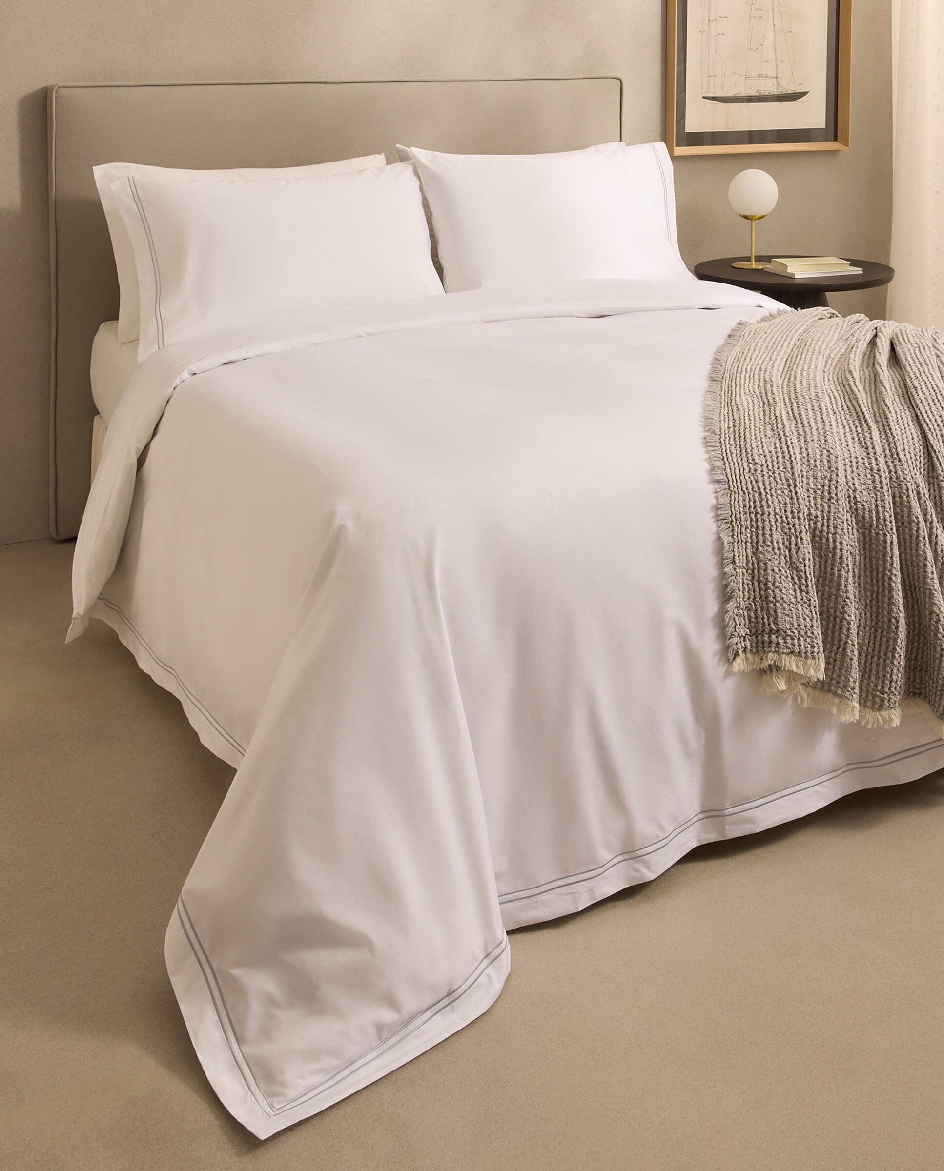 Juego de funda nórdica percal algodón egipcio 400 hilos Hotel El Corte Inglés - Gris Cama 90 cm Gris-1