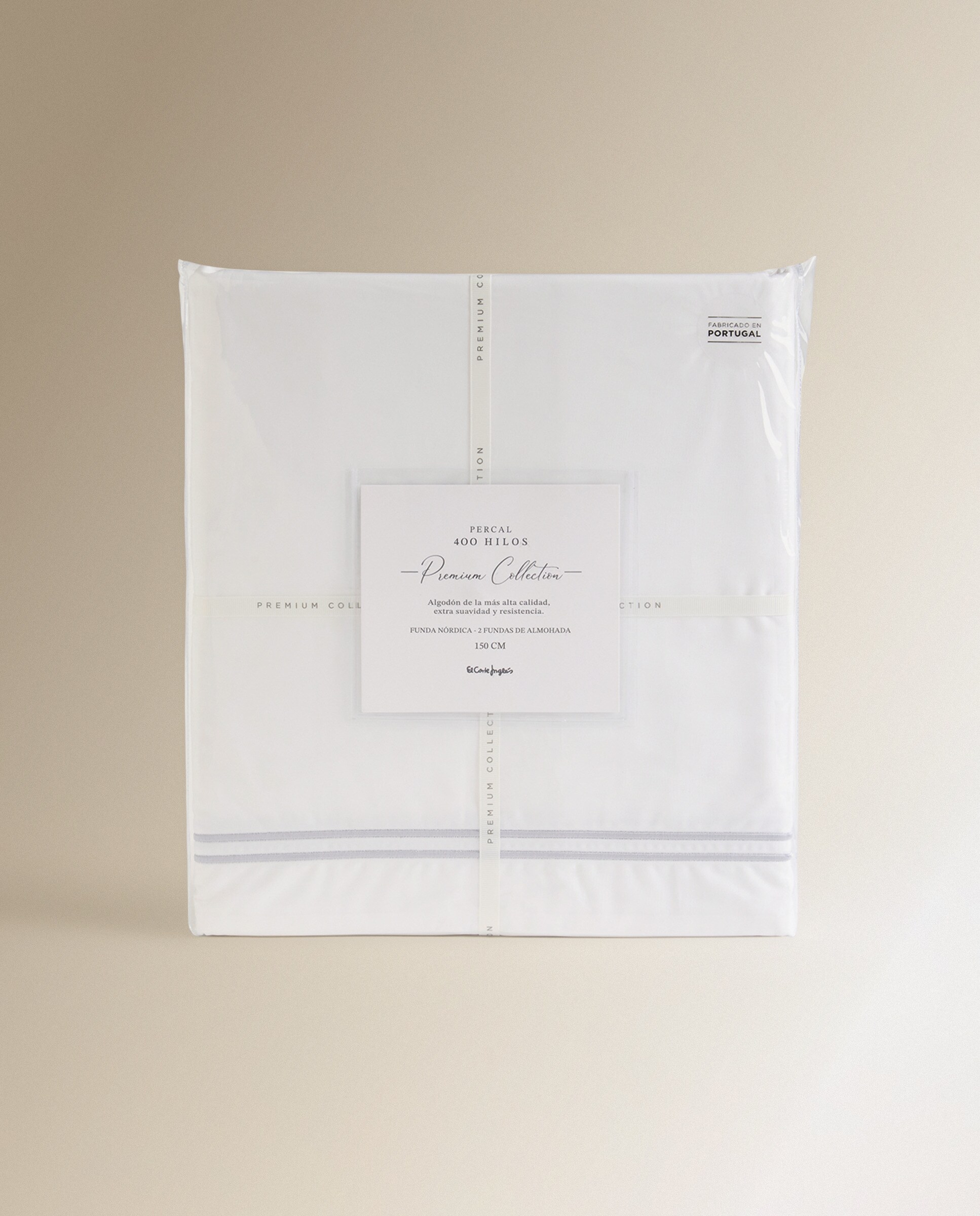 Juego de funda nórdica percal algodón egipcio 400 hilos Hotel El Corte Inglés - Gris Cama 90 cm Gris-7