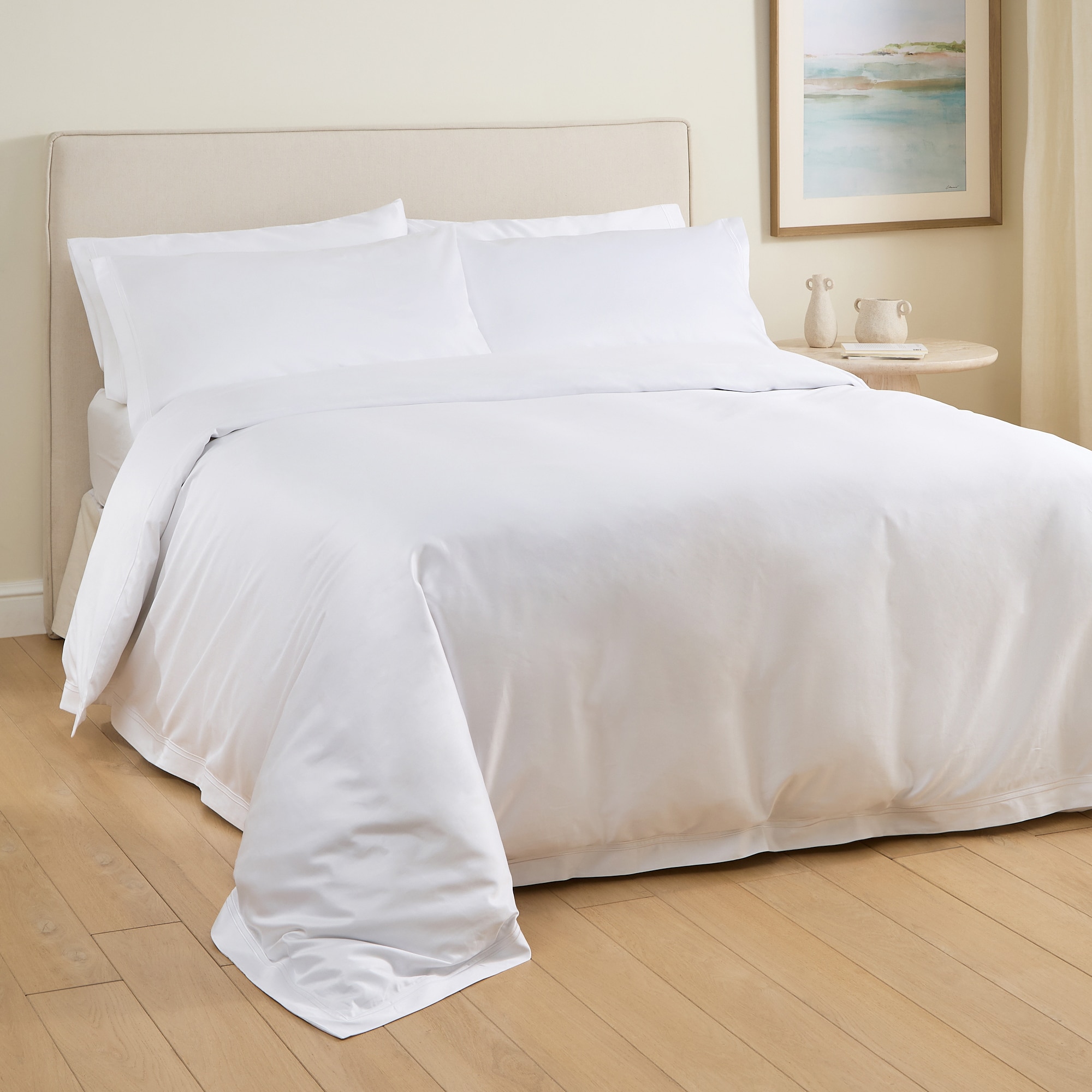 Juego de funda nórdica algodón egipcio Satén 1000 hilos El Corte Inglés - Blanco Cama 180 cm Blanco-1