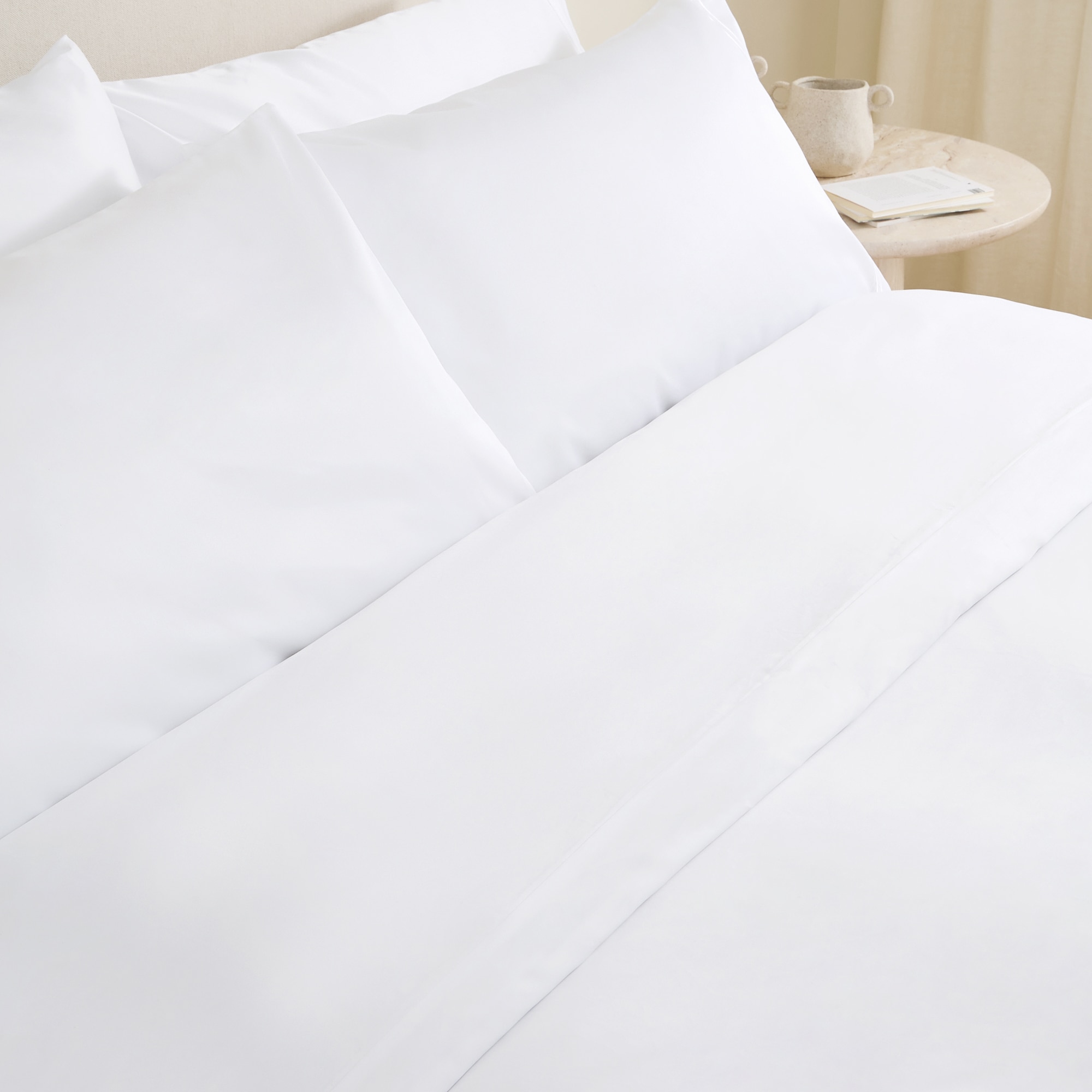 Juego de funda nórdica algodón egipcio Satén 1000 hilos El Corte Inglés - Blanco Cama 180 cm Blanco-3