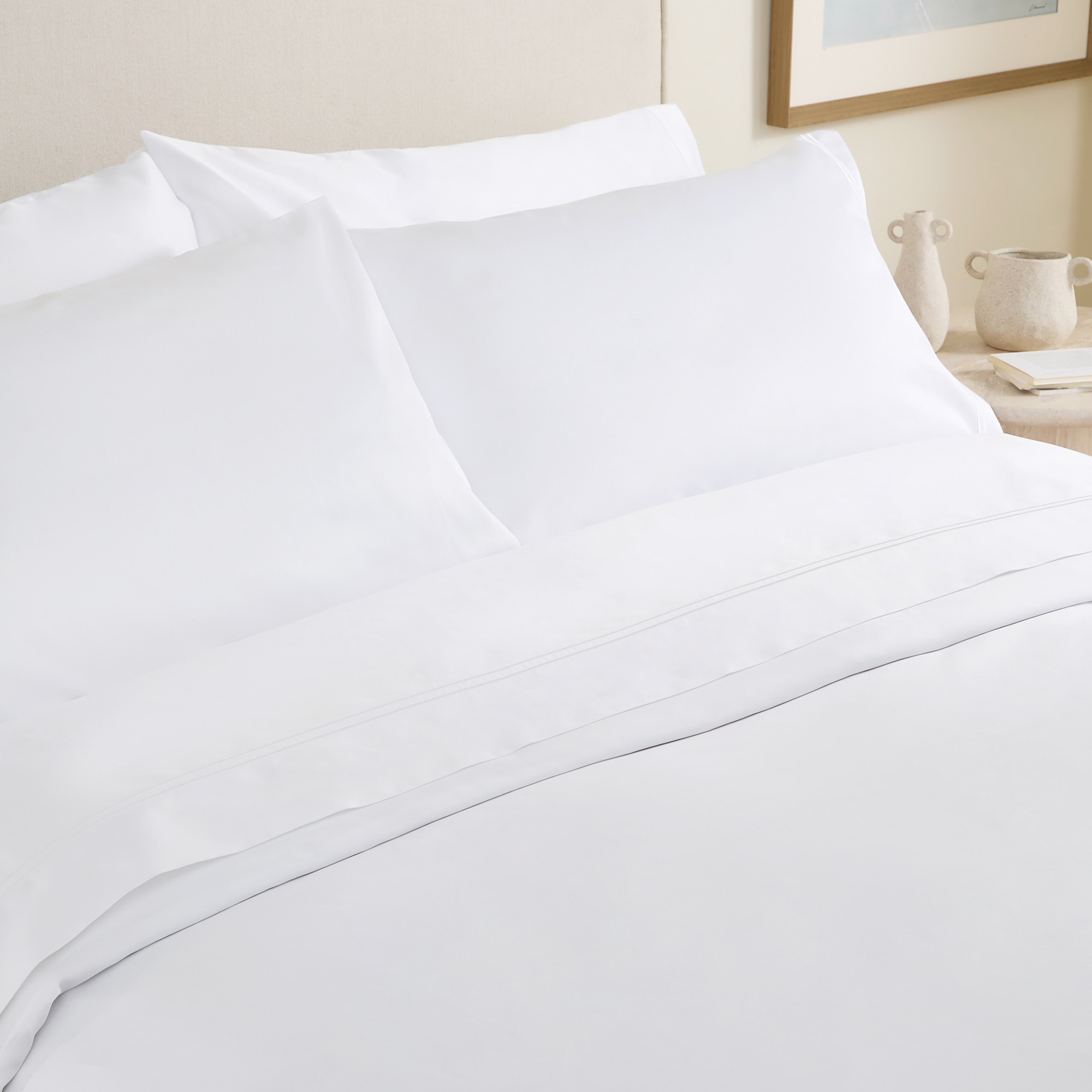 Juego de funda nórdica algodón egipcio Satén 1000 hilos El Corte Inglés - Blanco Cama 180 cm Blanco-7