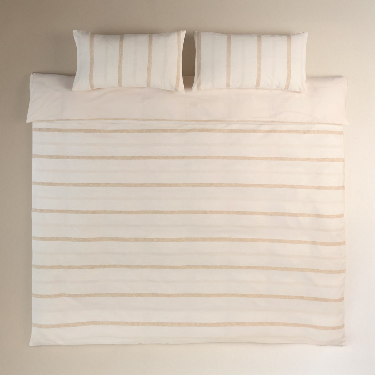 Conjunto de Capa de Edredão de Algodão e Linho Zane Bege-2