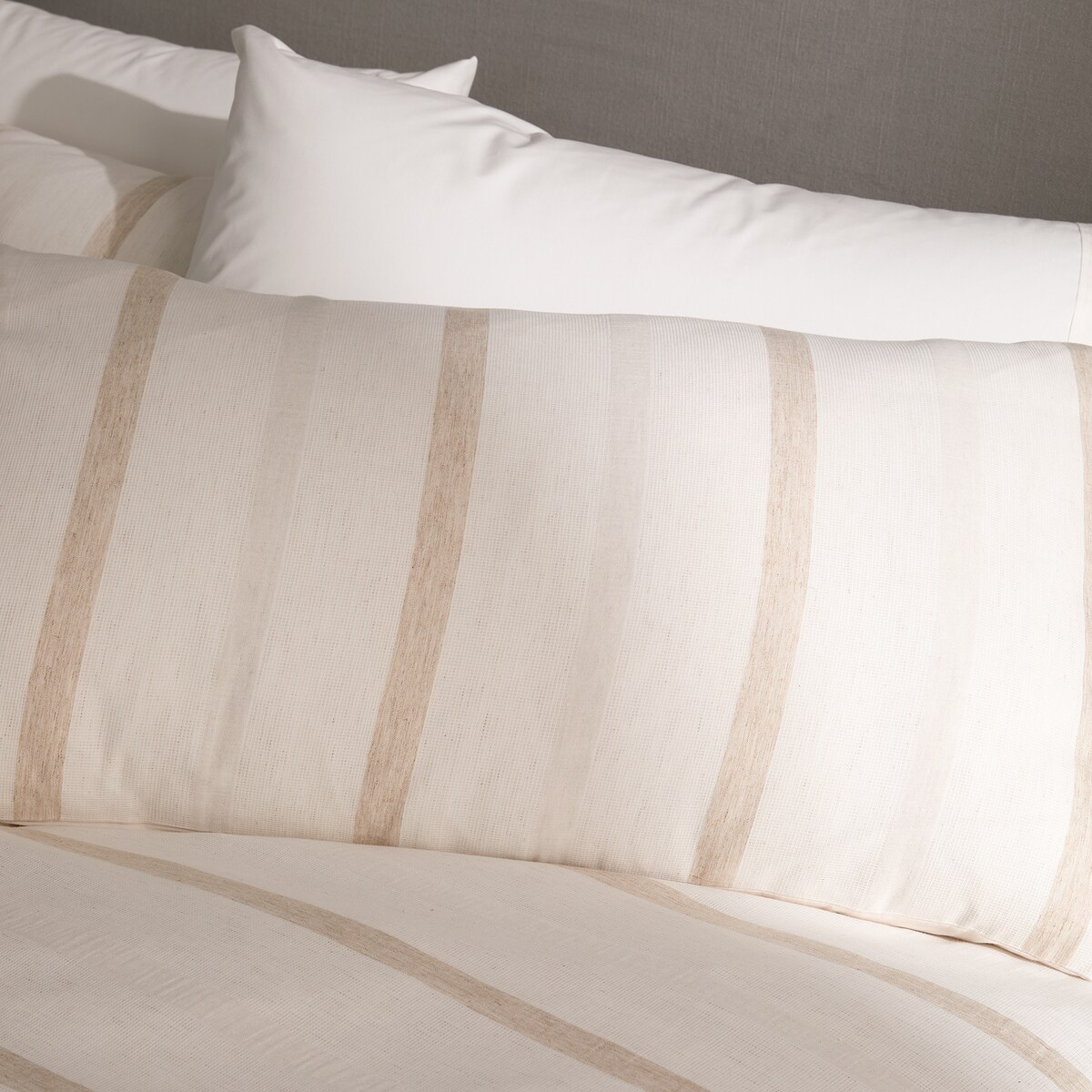 Conjunto de Capa de Edredão de Algodão e Linho Zane Bege-4