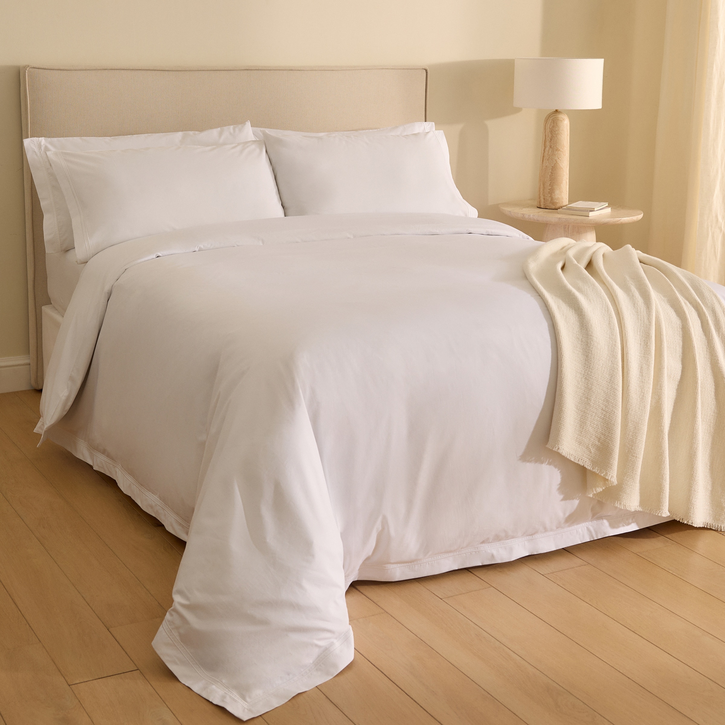 Juego de funda nórdica percal algodón egipcio 400 hilos Hotel El Corte Inglés - Blanco Cama 90 cm Blanco-1