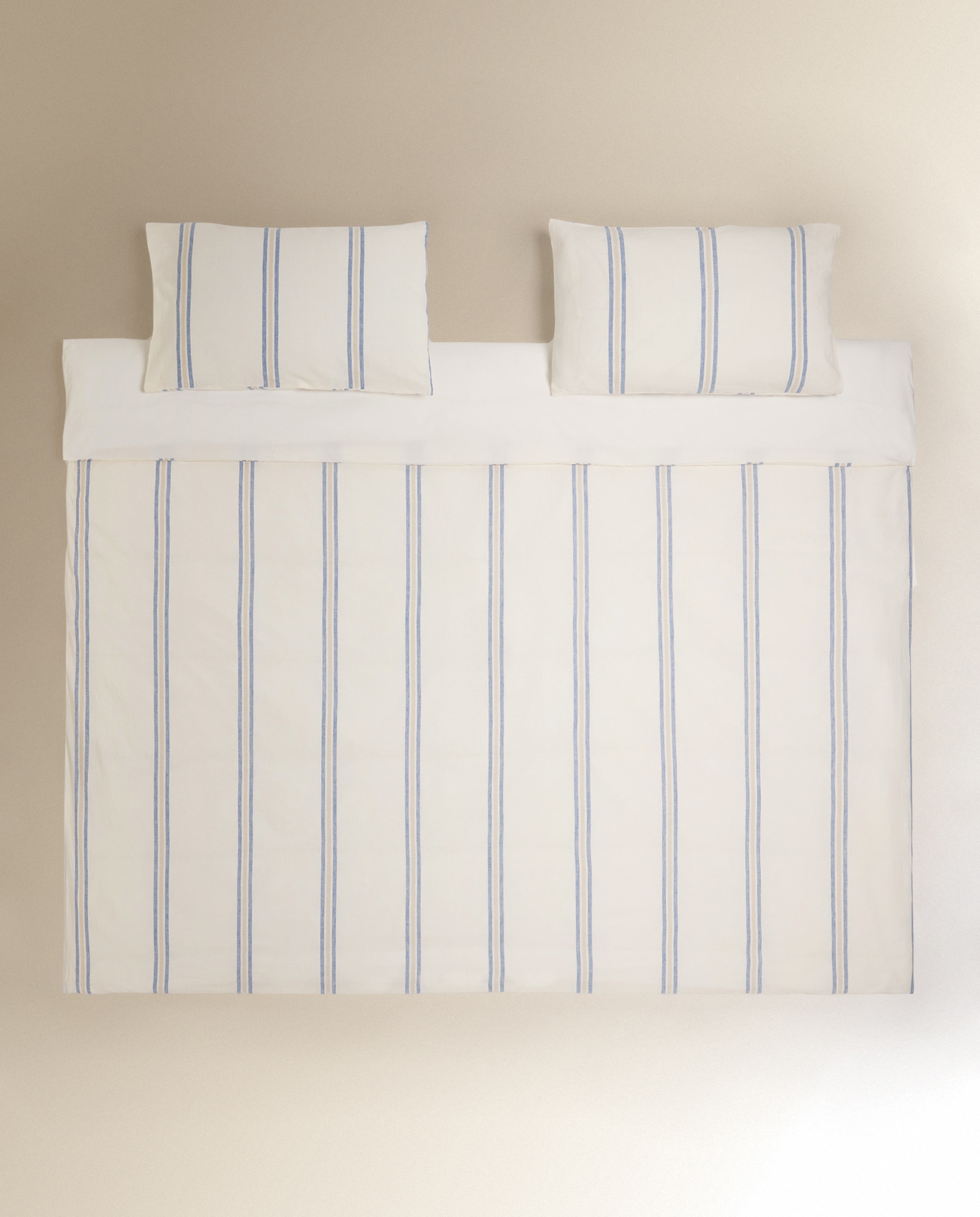 Conjunto Capa de Edredão em Linho e Algodão River Azul-2