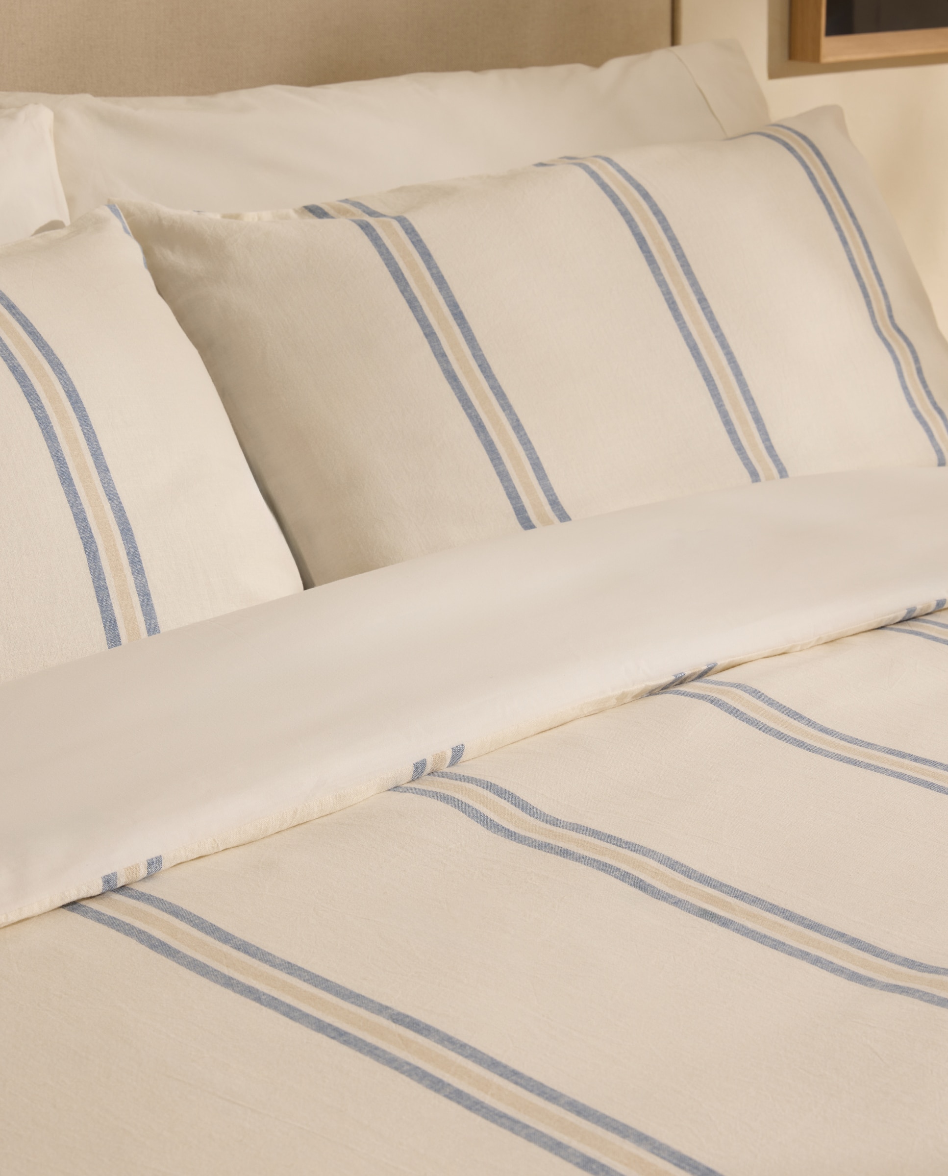 Conjunto Capa de Edredão em Linho e Algodão River Azul-3