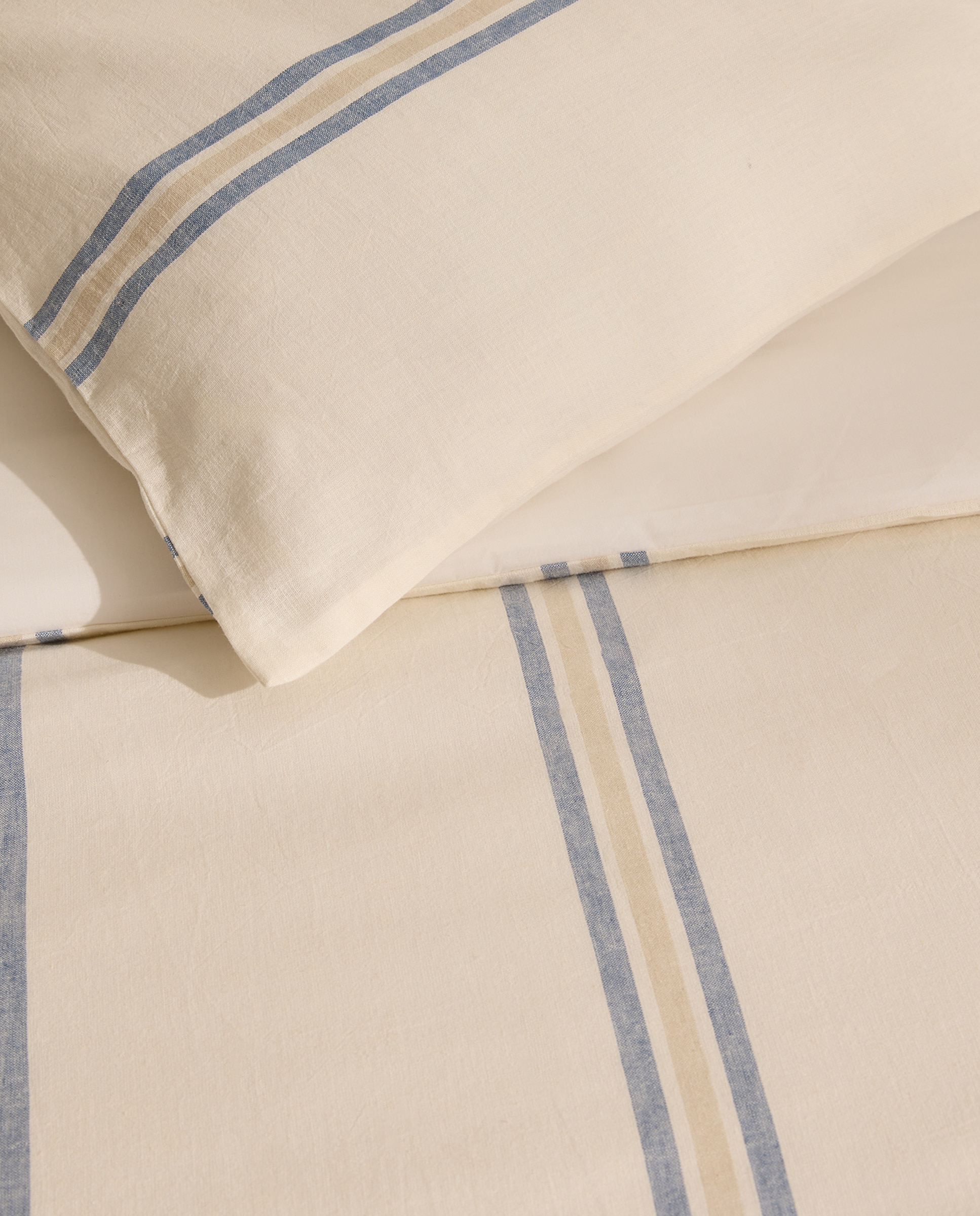 Conjunto Capa de Edredão em Linho e Algodão River Azul-4