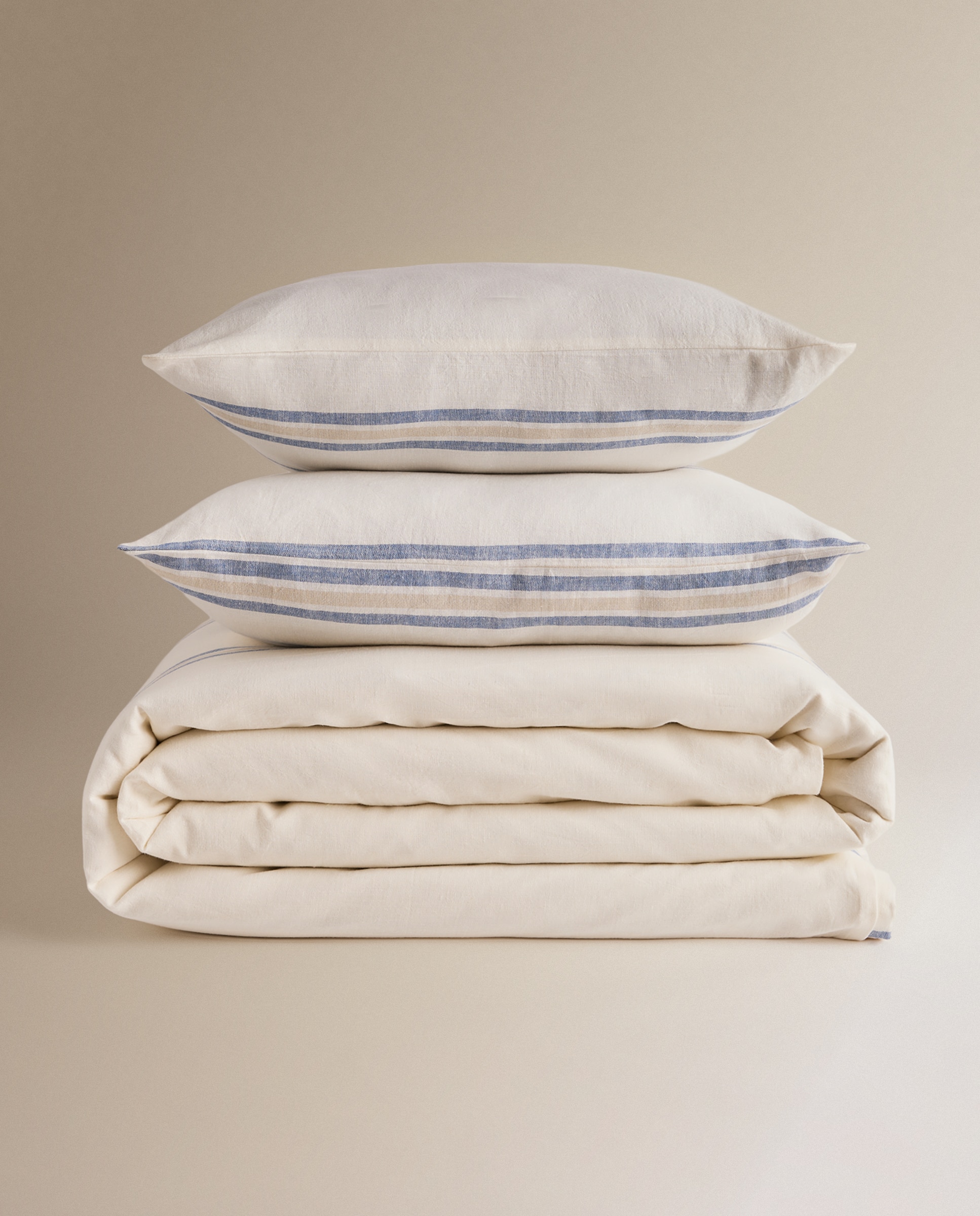 Conjunto Capa de Edredão em Linho e Algodão River Azul-6