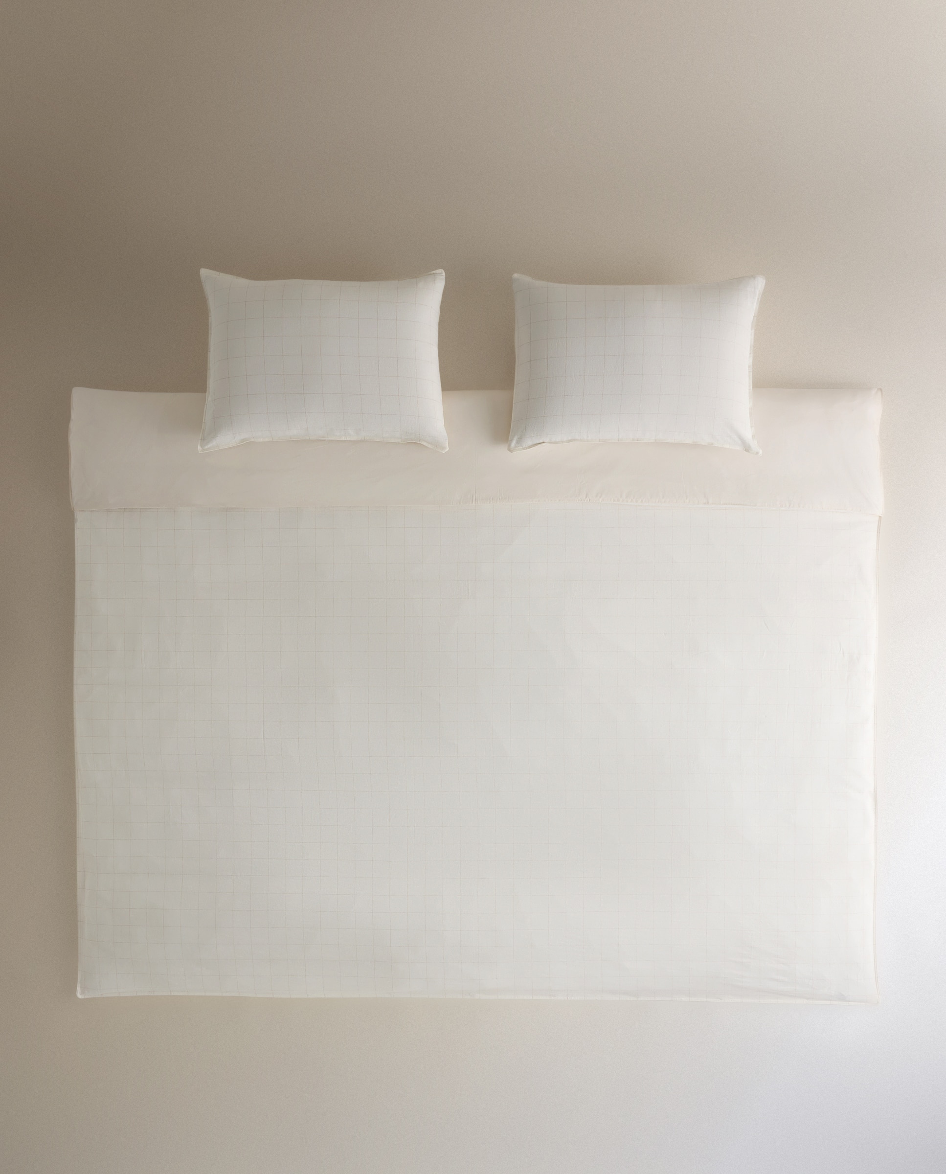 Conjunto de Capa de Edredão de Linho e Algodão Moom Bege-2