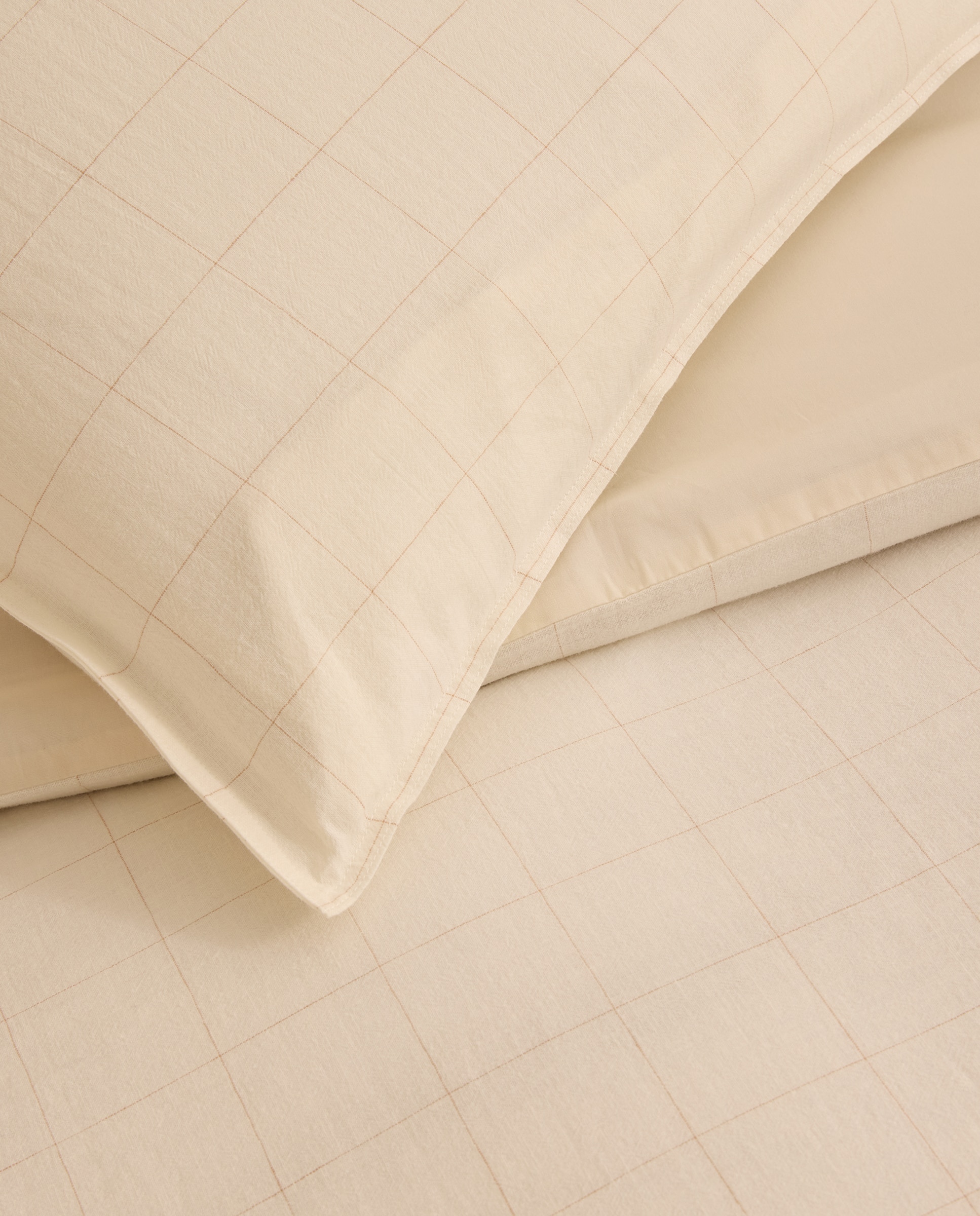 Conjunto de Capa de Edredão de Linho e Algodão Moom Bege-4