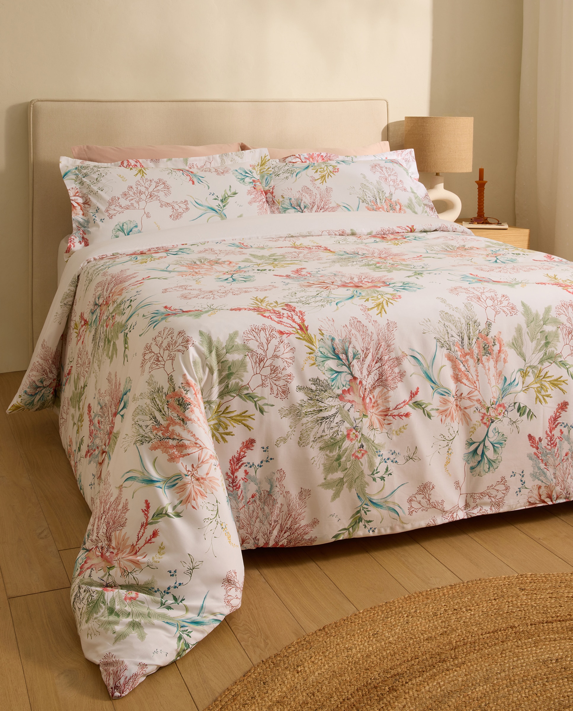 Juego de funda nórdica algodón satén Irvette - Rosa Cama 105 cm Rosa-1