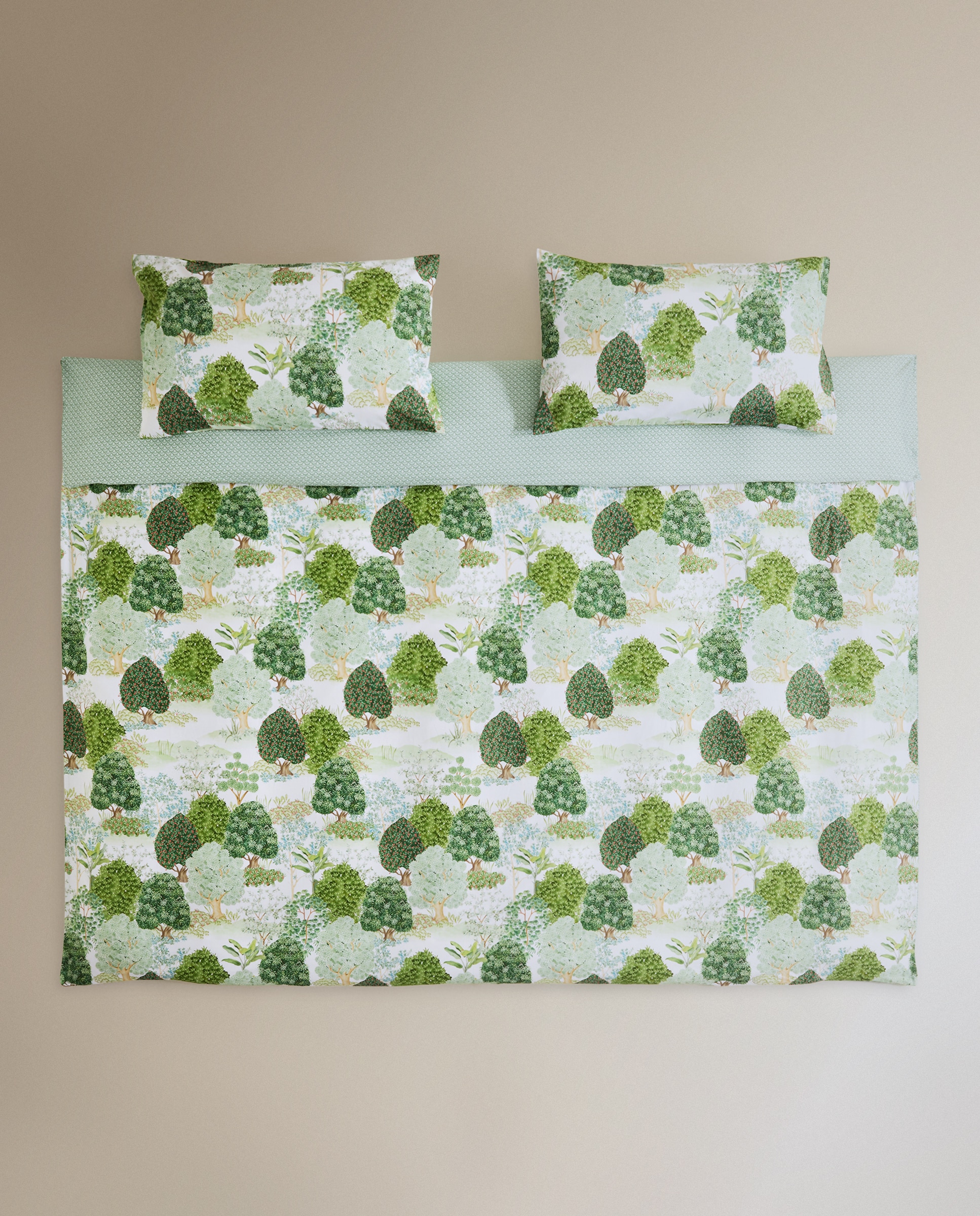 Conjunto de Capa de Edredão de Algodão Acetinado Lodhi Verde-2