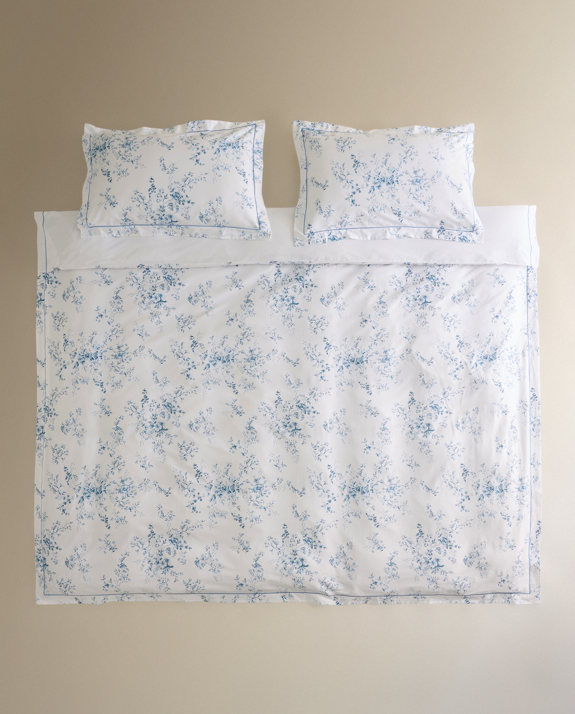 Juego de funda nórdica algodón satén Bianca - Azul Cama 105 cm Azul-2