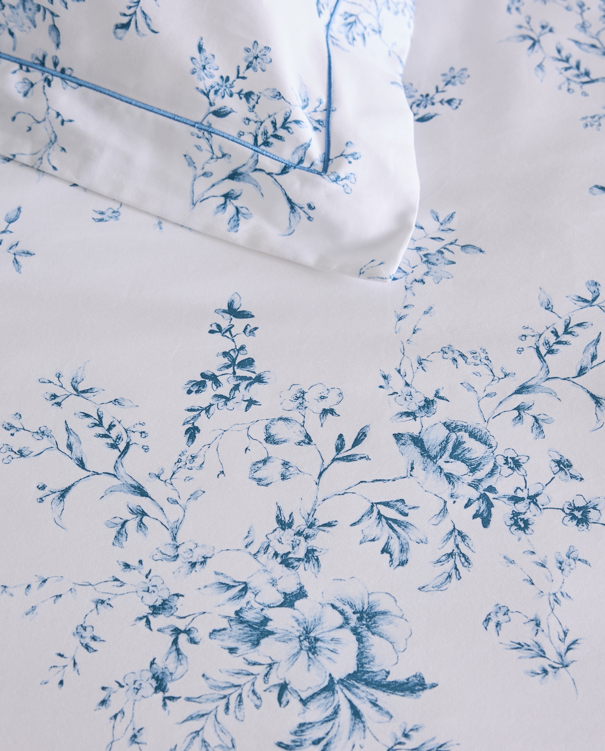Juego de funda nórdica algodón satén Bianca - Azul Cama 105 cm Azul-4