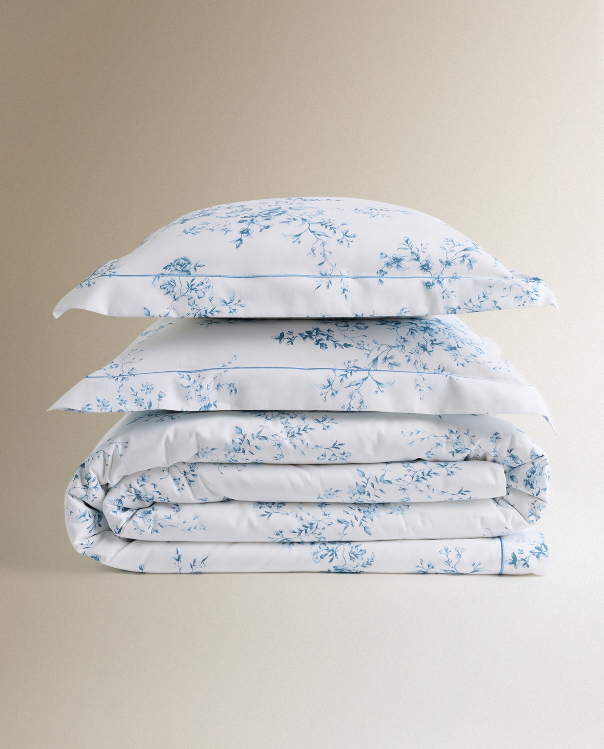 Juego de funda nórdica algodón satén Bianca - Azul Cama 105 cm Azul-6