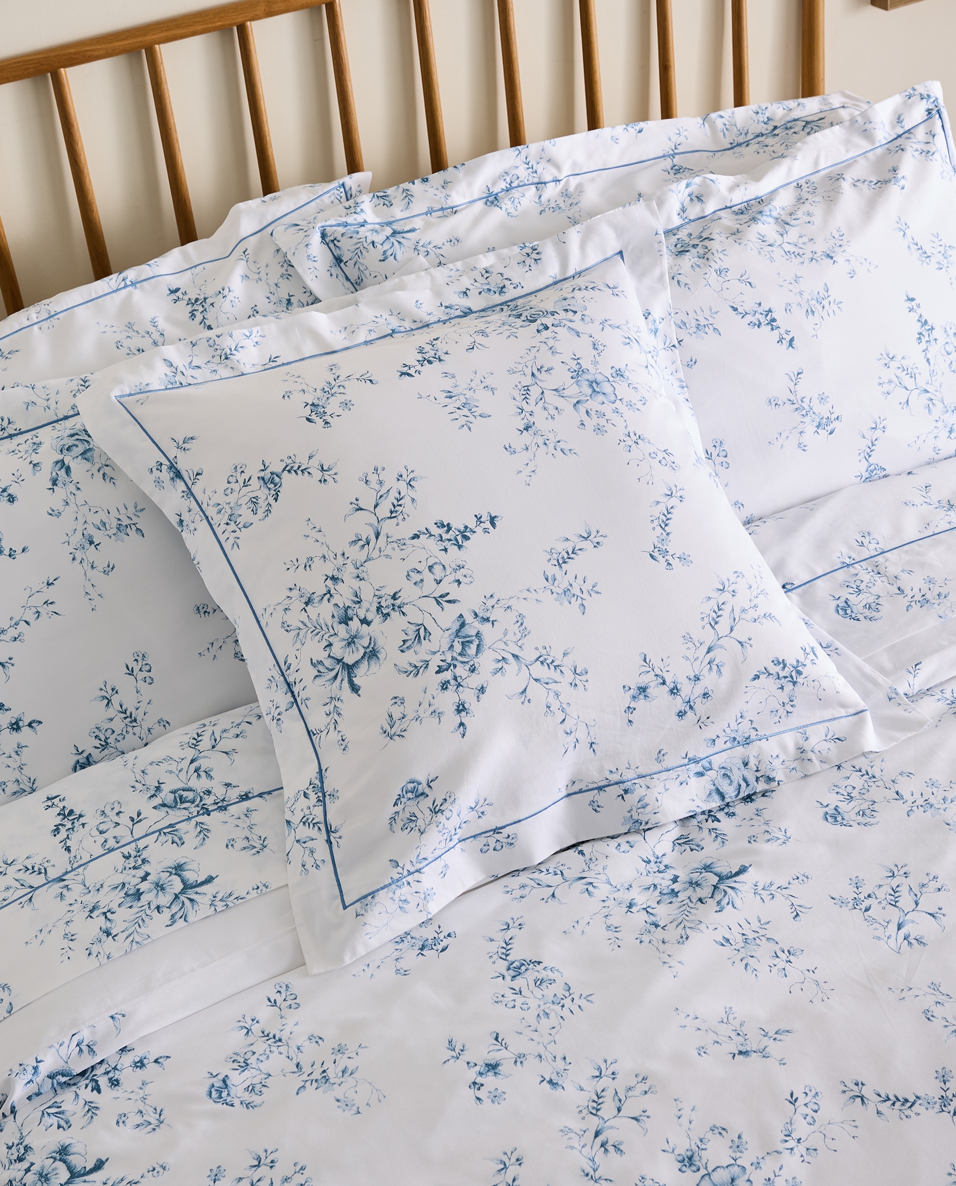 Juego de funda nórdica algodón satén Bianca - Azul Cama 105 cm Azul-7
