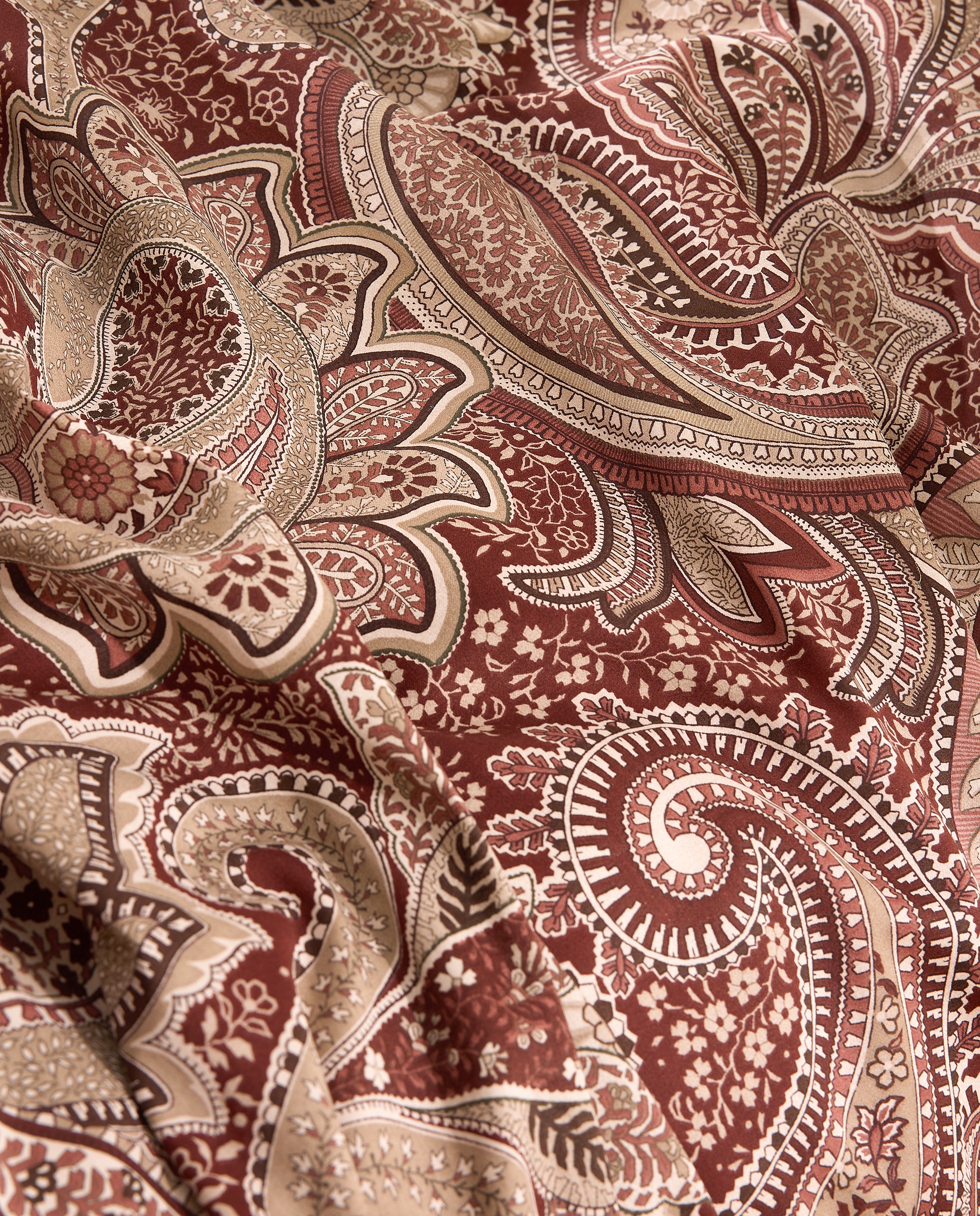 Juego de funda nórdica algodón satén Paisley - Granate Cama 105 cm Granate-4