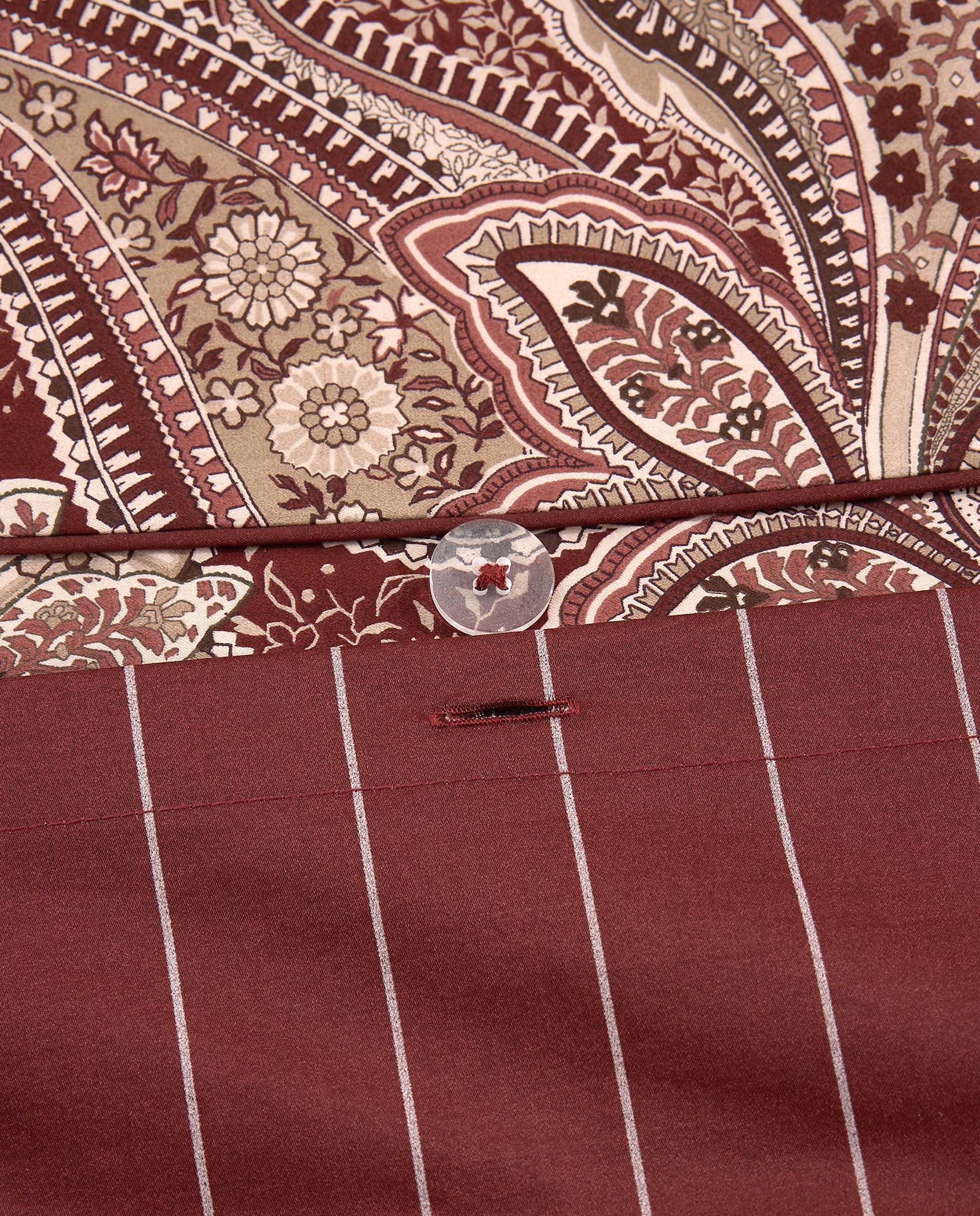 Juego de funda nórdica algodón satén Paisley - Granate Cama 105 cm Granate-5