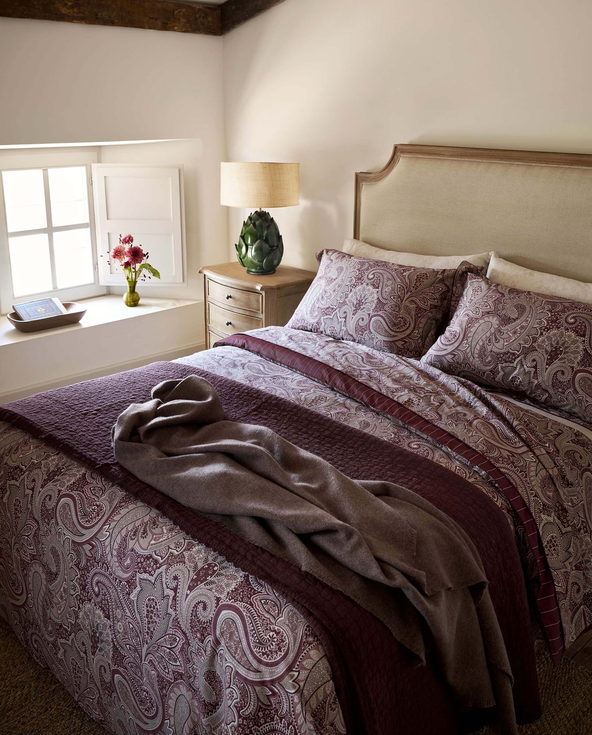 Colección de cama Paisley granate 1