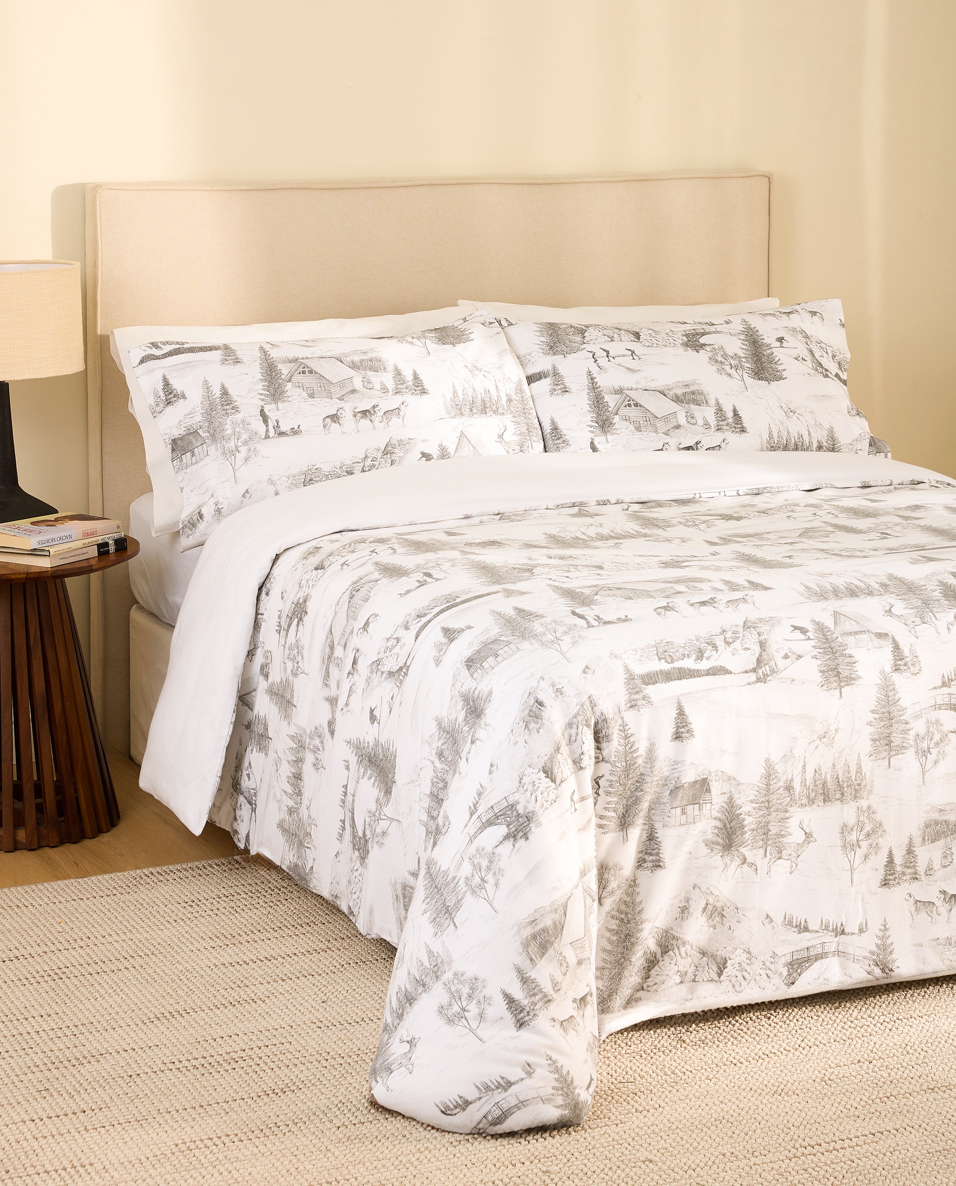 Juego de funda nórdica franela Laponia - Gris Cama 105 cm Gris-1