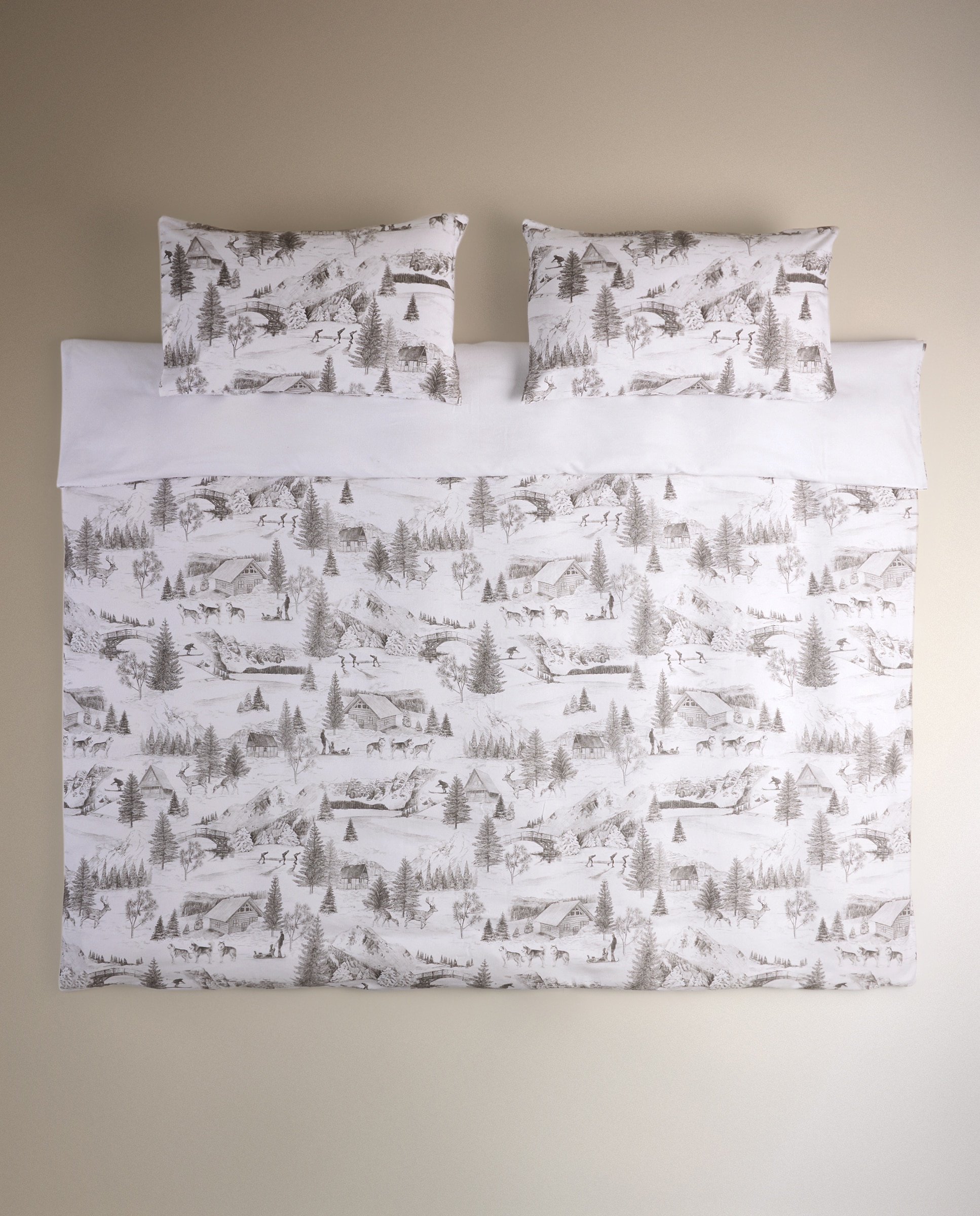 Juego de funda nórdica franela Laponia - Gris Cama 105 cm Gris-2