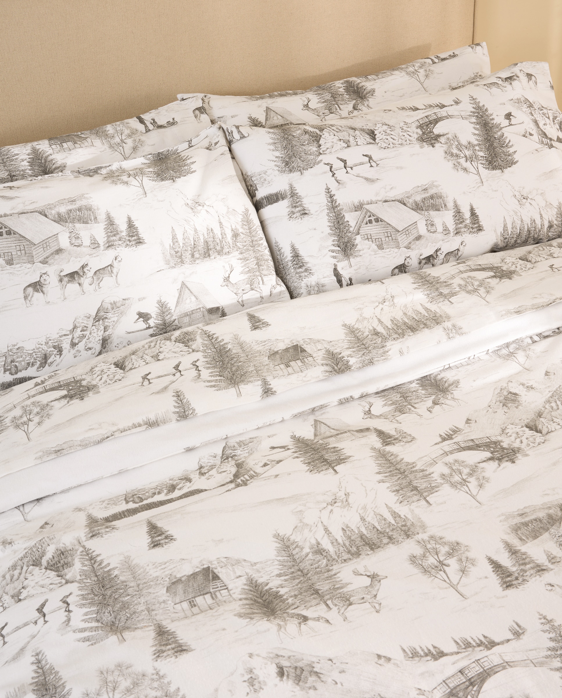 Juego de funda nórdica franela Laponia - Gris Cama 105 cm Gris-6