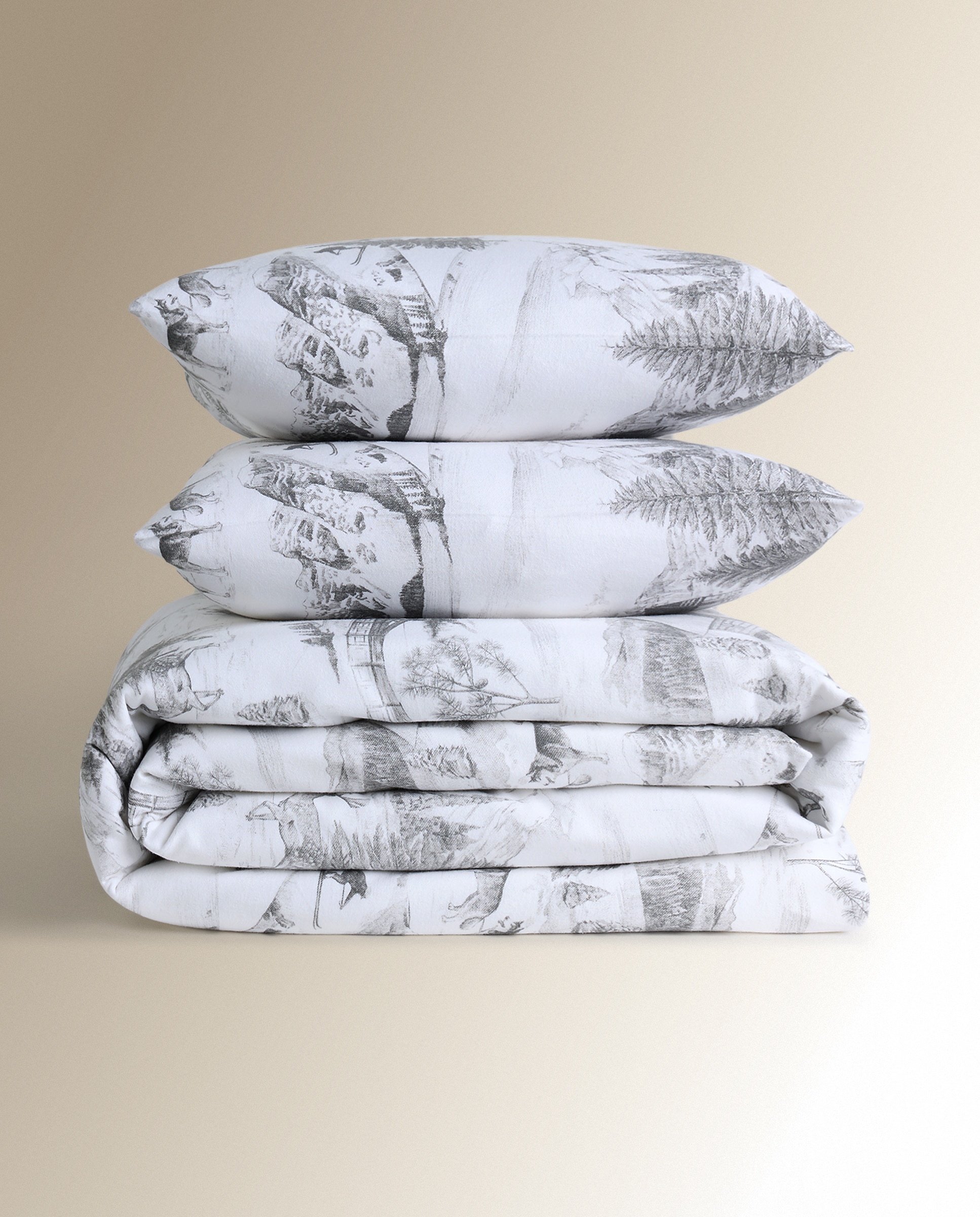 Juego de funda nórdica franela Laponia - Gris Cama 105 cm Gris-7
