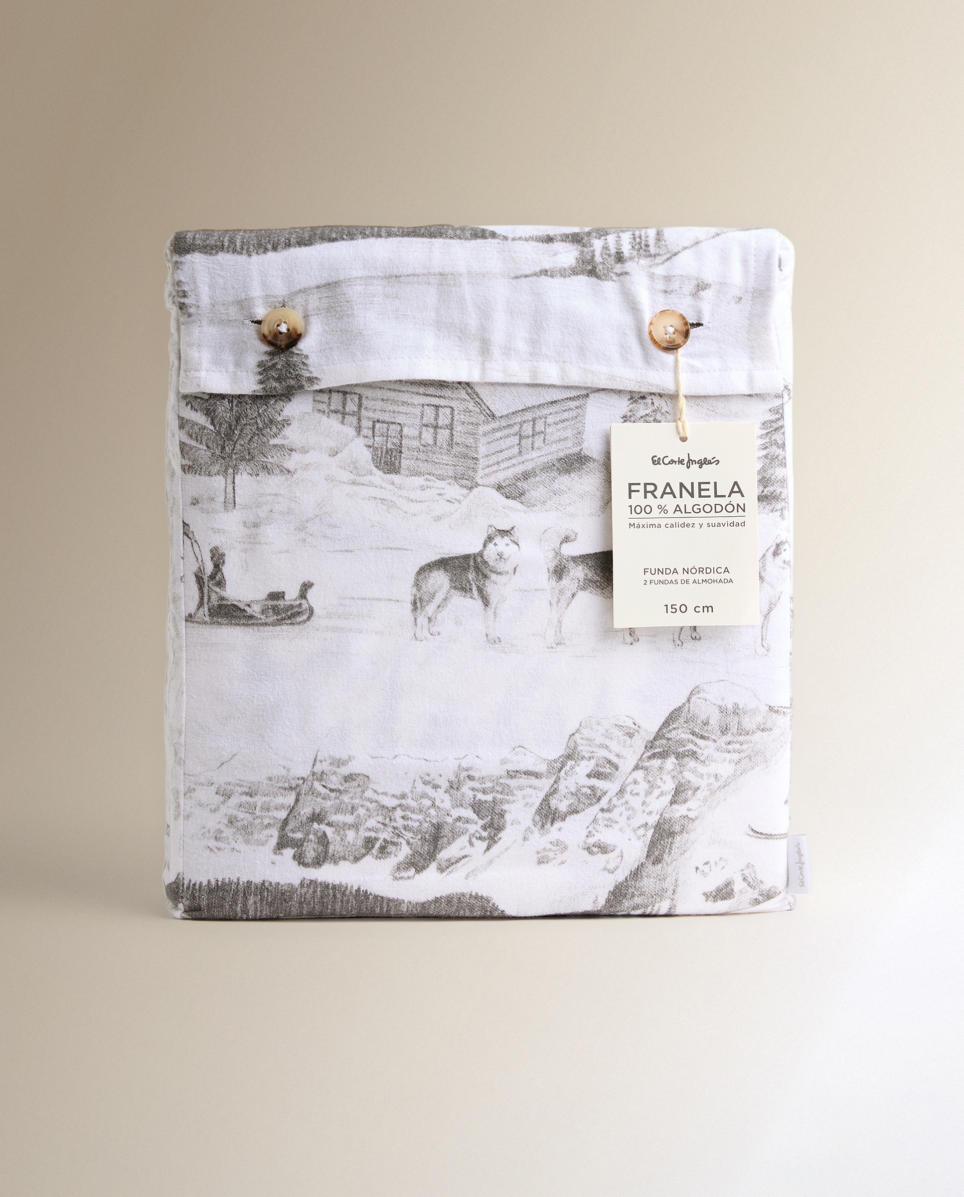 Juego de funda nórdica franela Laponia - Gris Cama 105 cm Gris-8