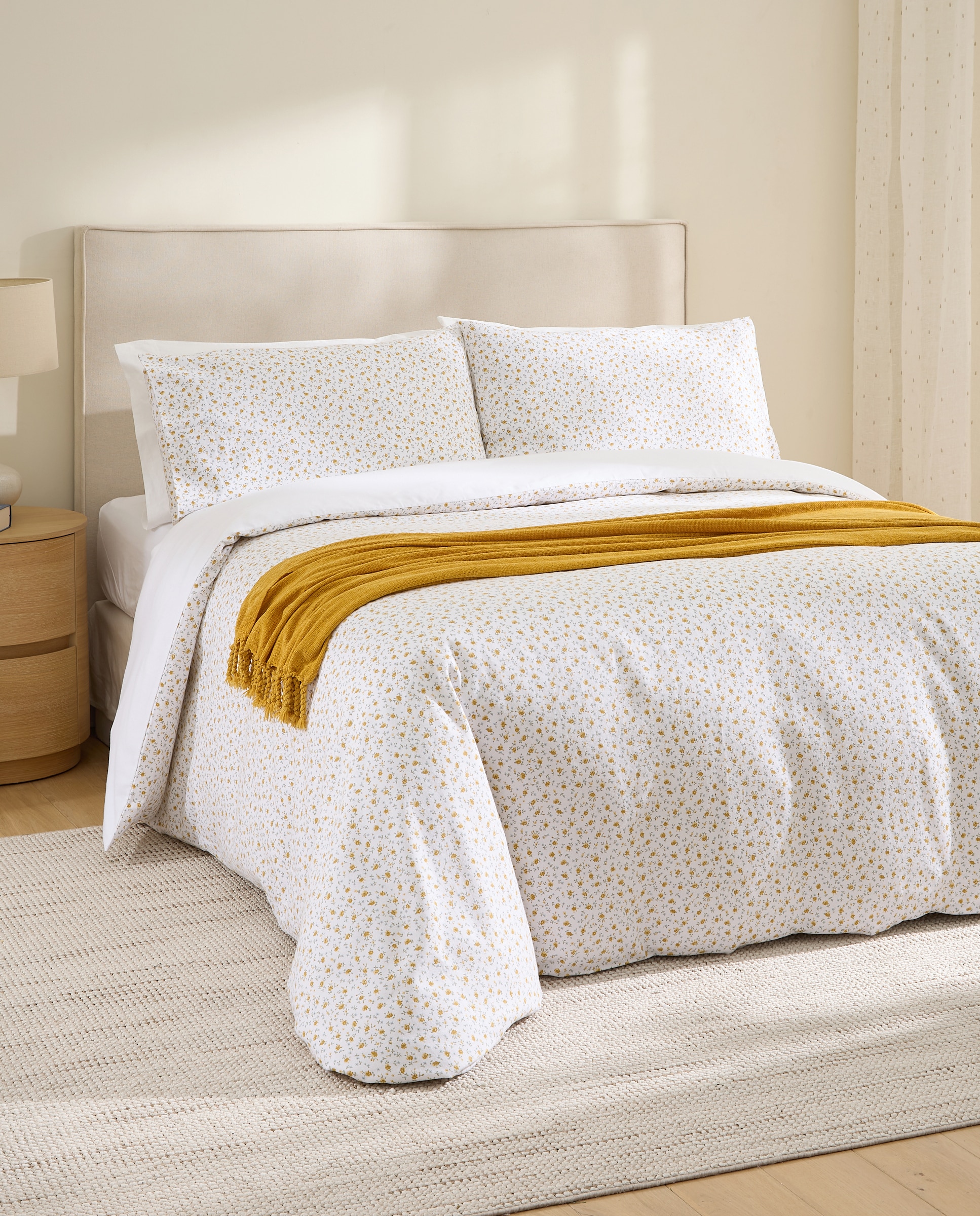 Juego de funda nórdica franela Blanche - Amarillo Cama 105 cm Amarillo-1