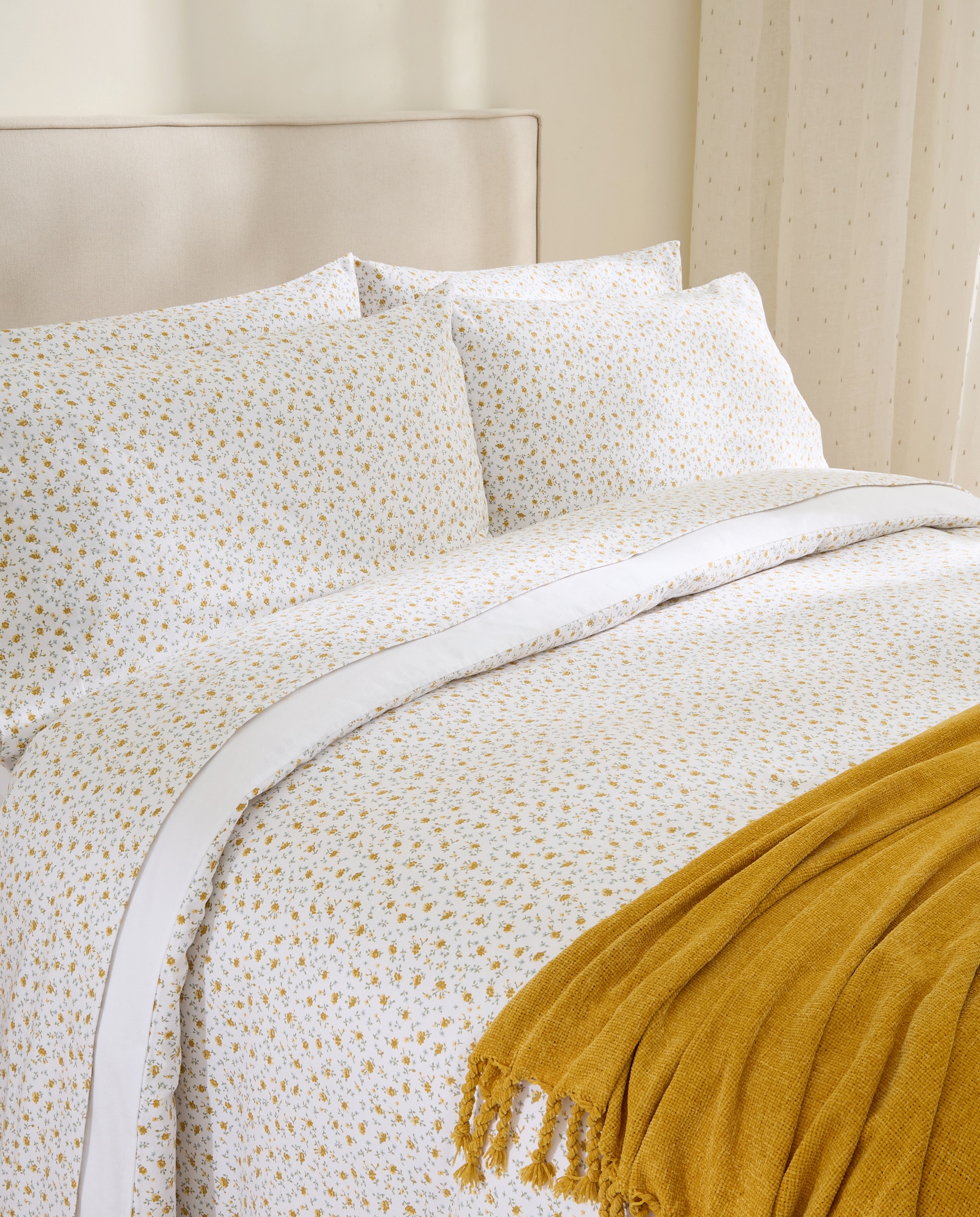 Juego de funda nórdica franela Blanche - Amarillo Cama 105 cm Amarillo-6