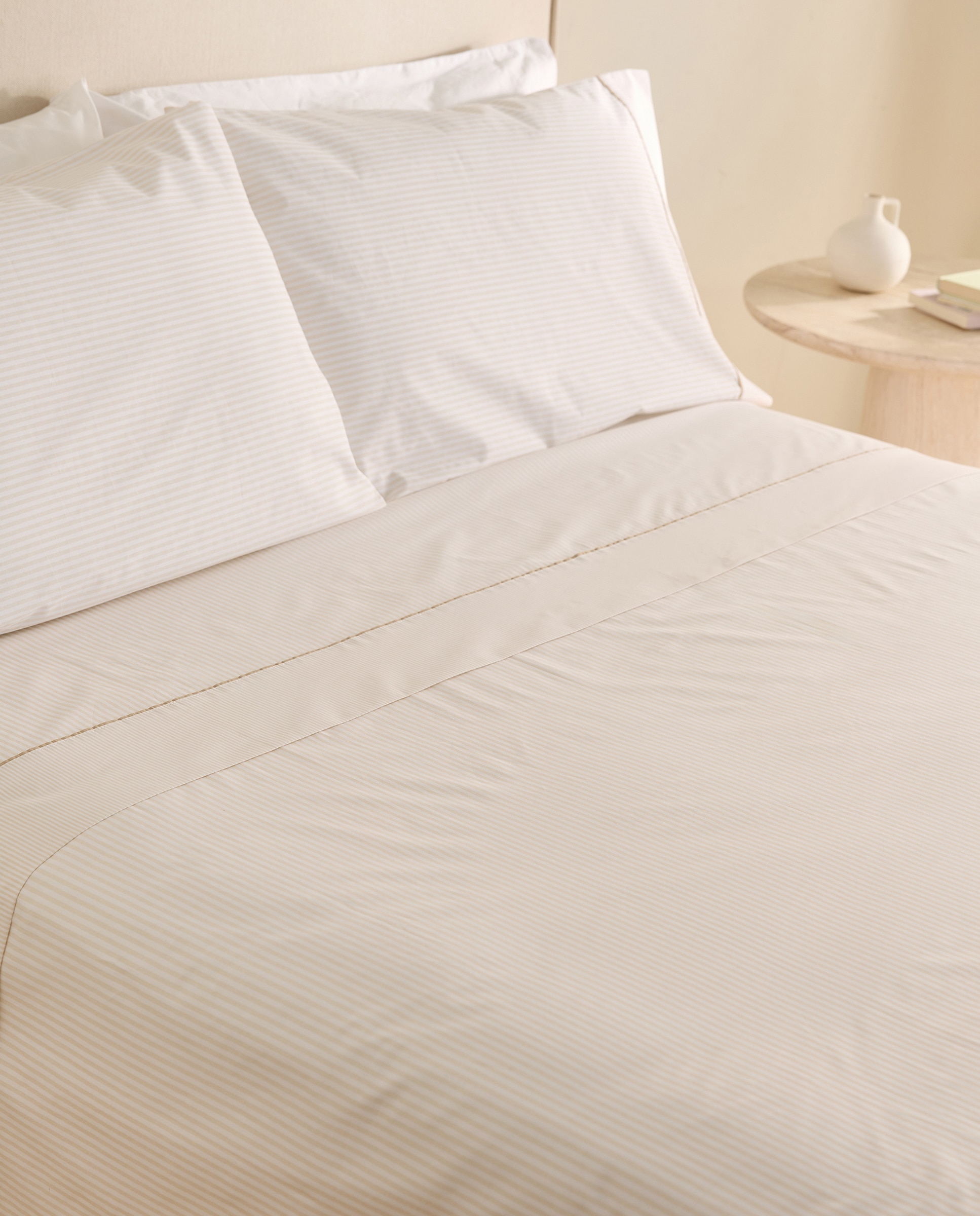 Juego de sábanas algodón Robin - Beige Cama 105 cm Beige-1