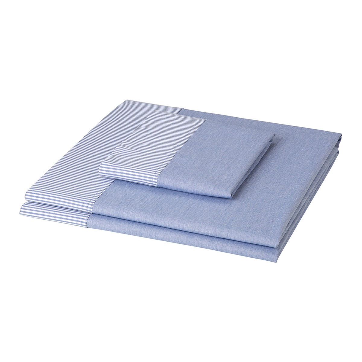 Conjunto de lençol de algodão às riscas Oxford Stripe El Corte Inglés Azul-1