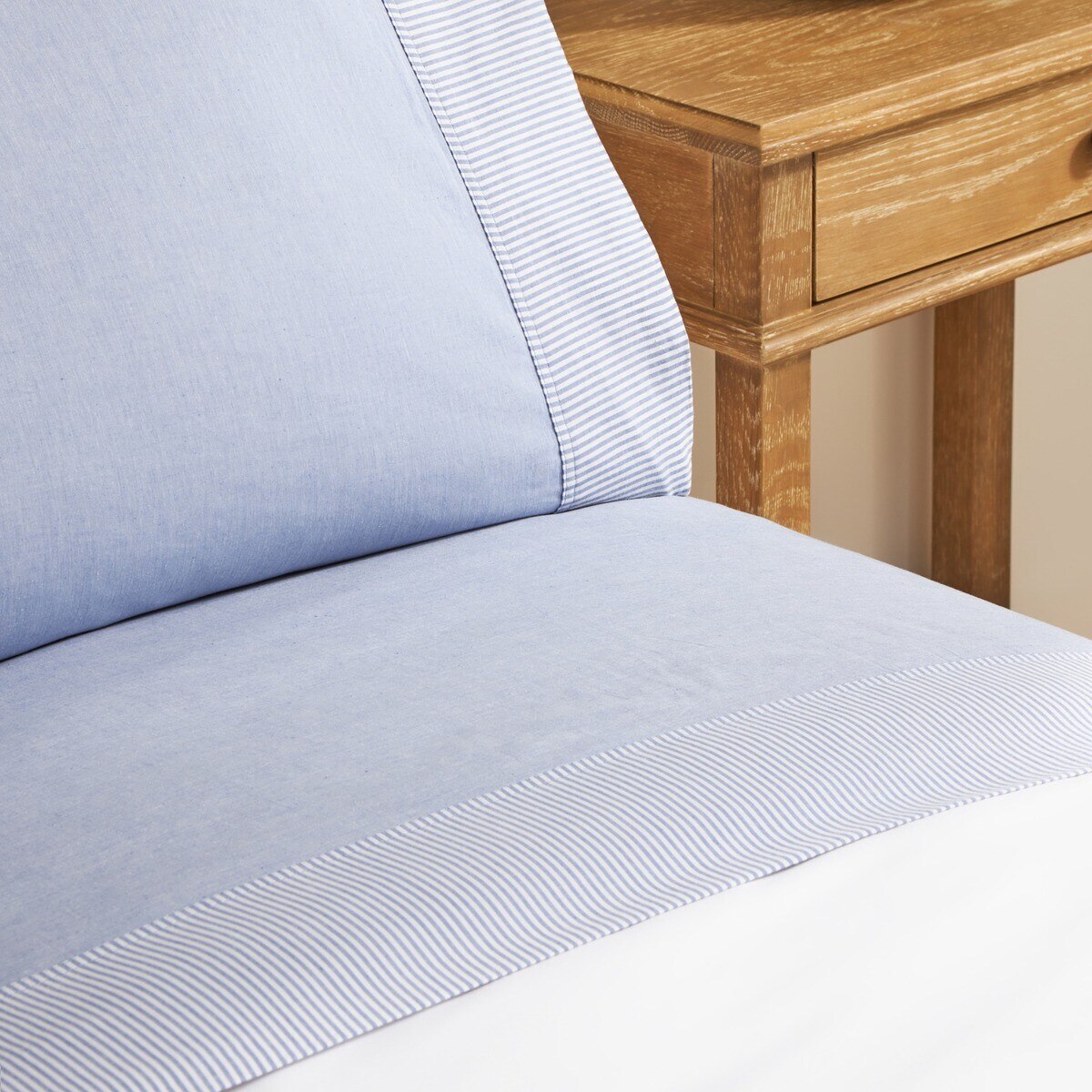 Conjunto de lençol de algodão às riscas Oxford Stripe El Corte Inglés Azul-3