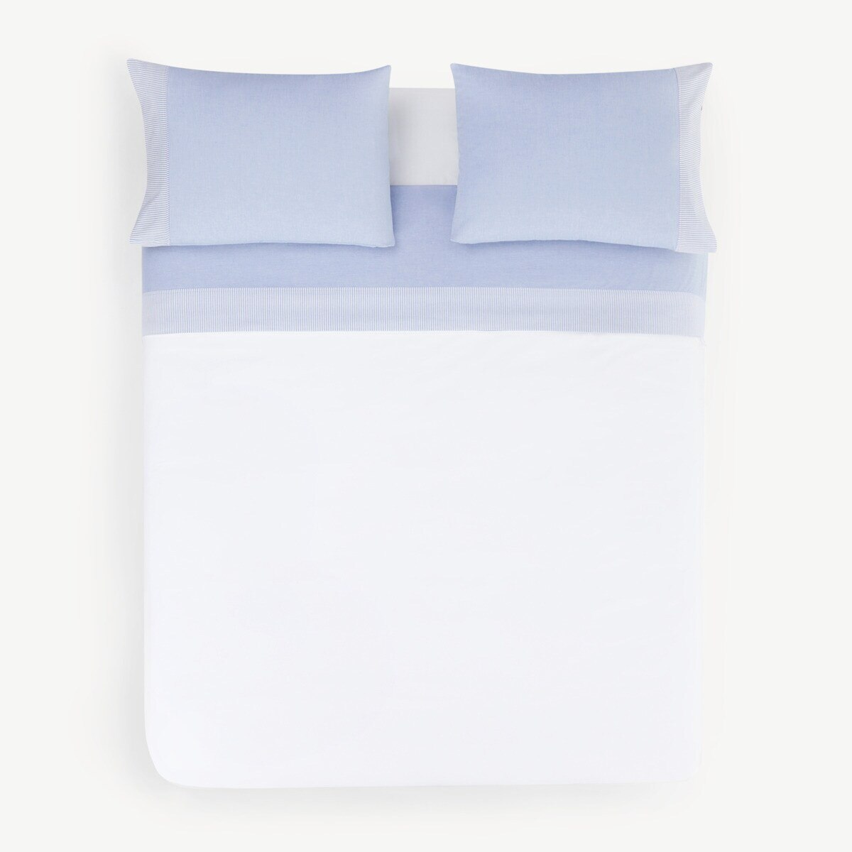 Conjunto de lençol de algodão às riscas Oxford Stripe El Corte Inglés Azul-4