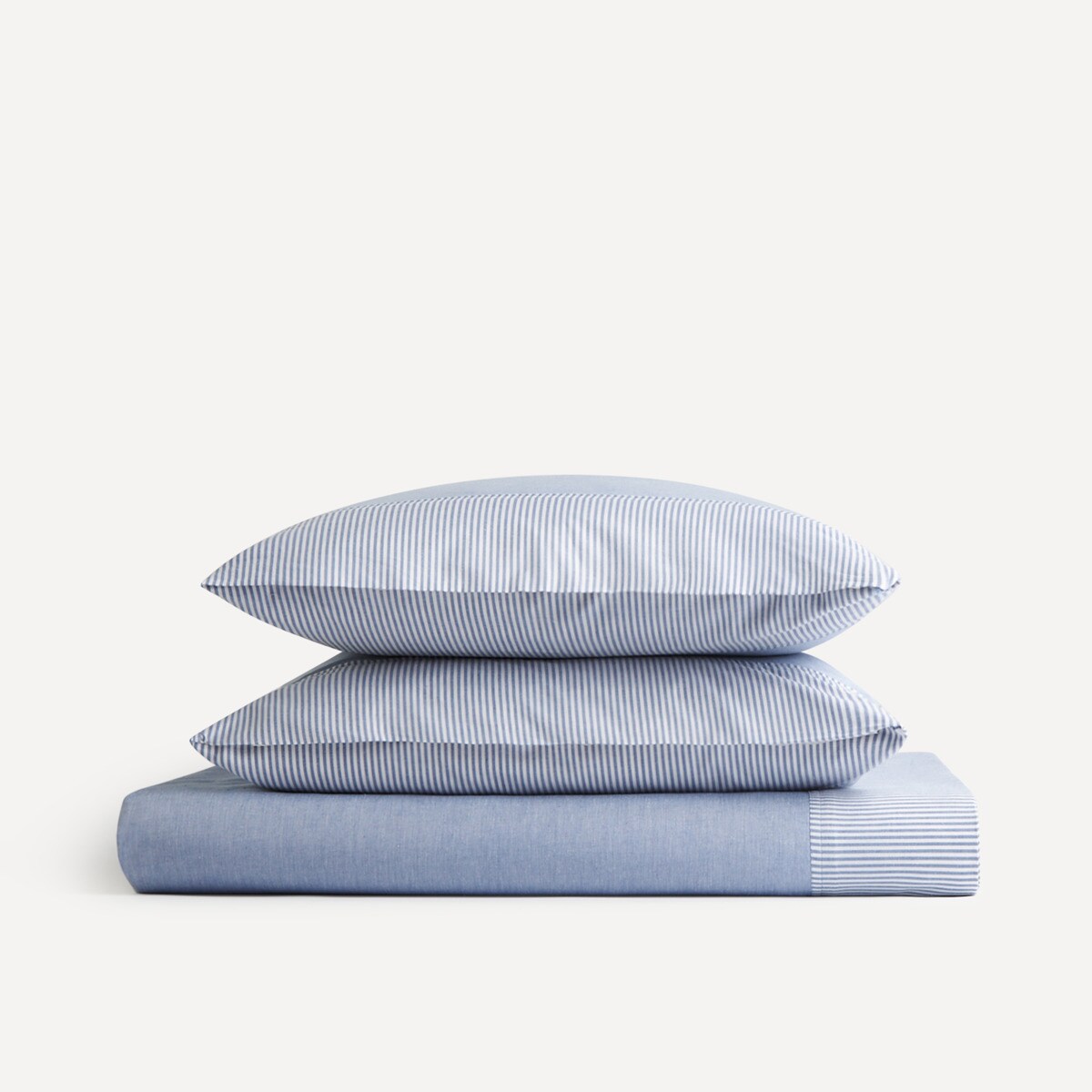 Conjunto de lençol de algodão às riscas Oxford Stripe El Corte Inglés Azul-5