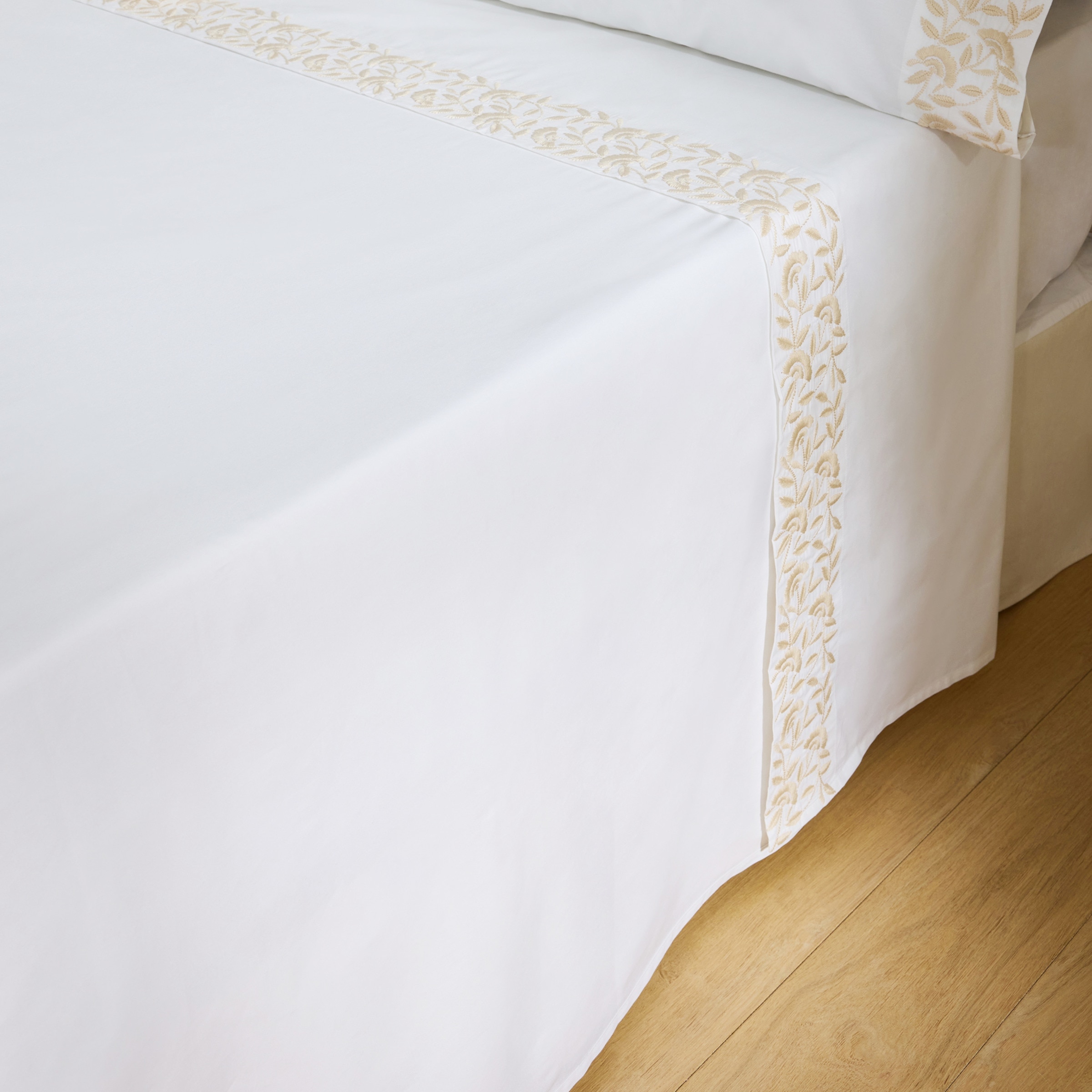 Conjunto de Lençóis de Algodão Bordado Margot Natural-2
