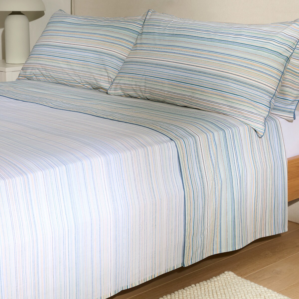 Conjunto de Lençóis de Algodão Ainar Azul-3