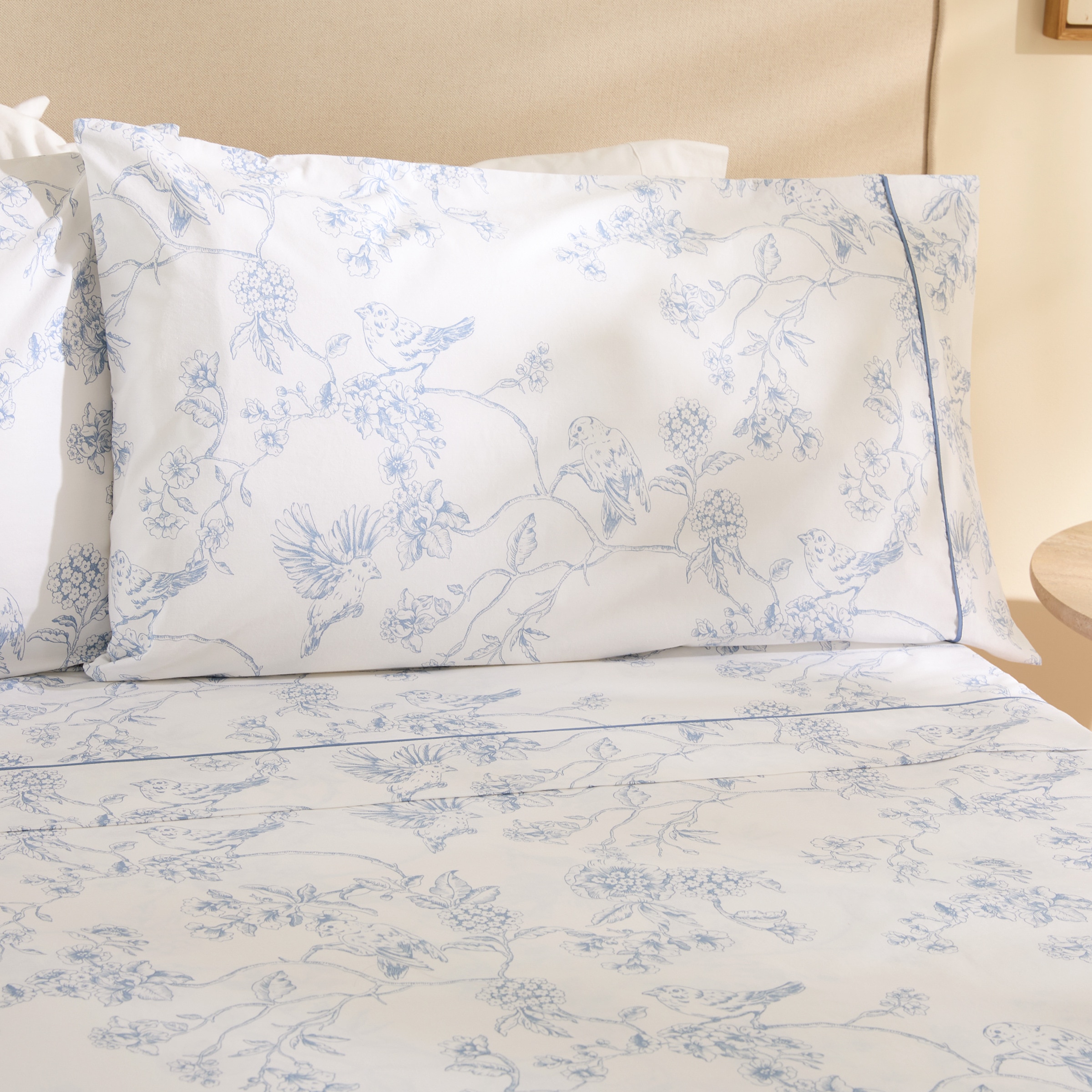 Conjunto de Lençóis de Algodão Birds Azul-1