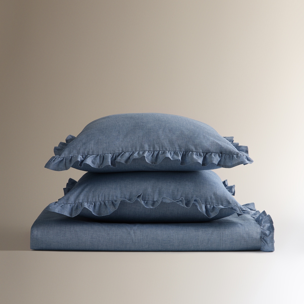 Conjunto de Lençóis de Algodão Mélange Azul-5