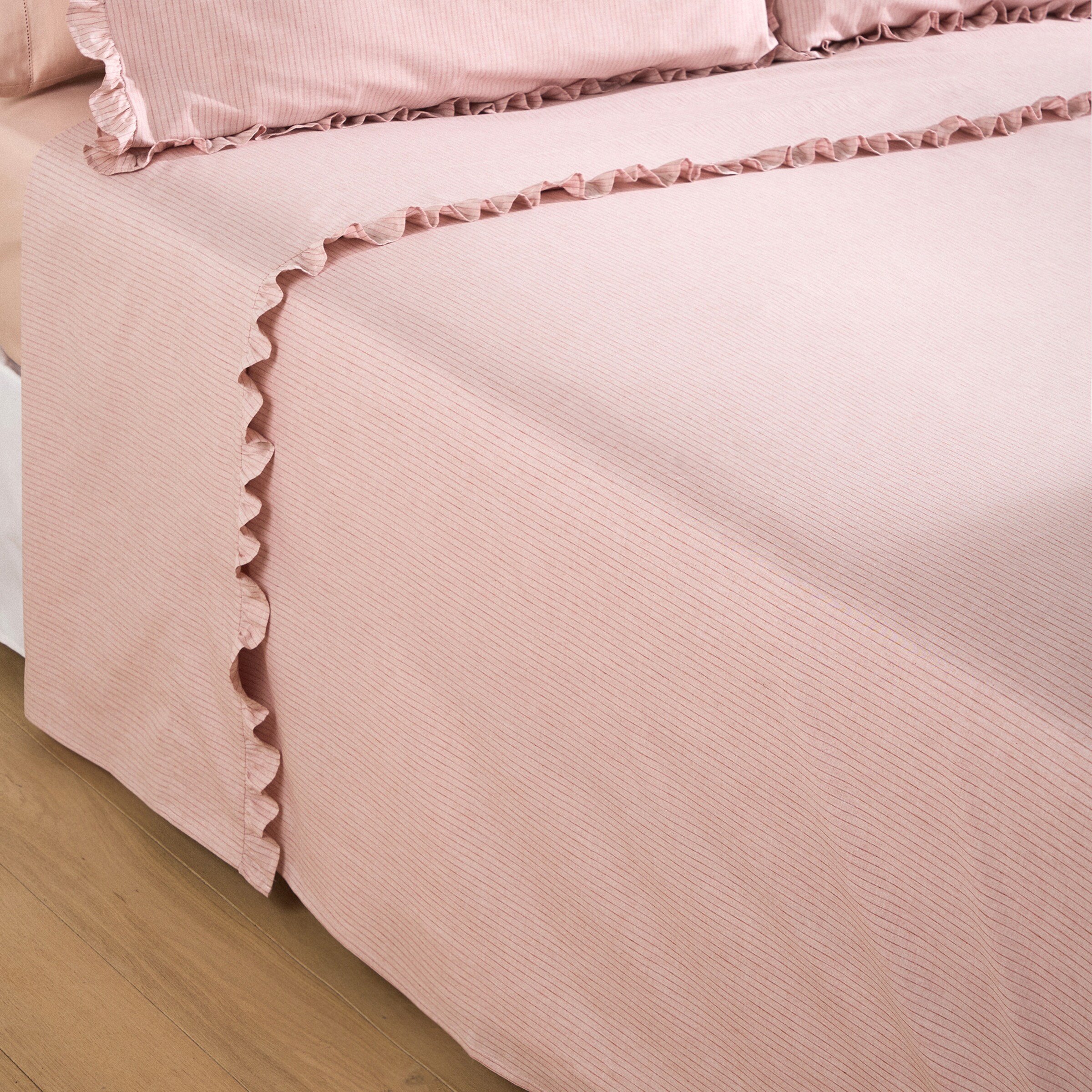 Conjunto de Lençóis de Algodão Mélange Rosa-2