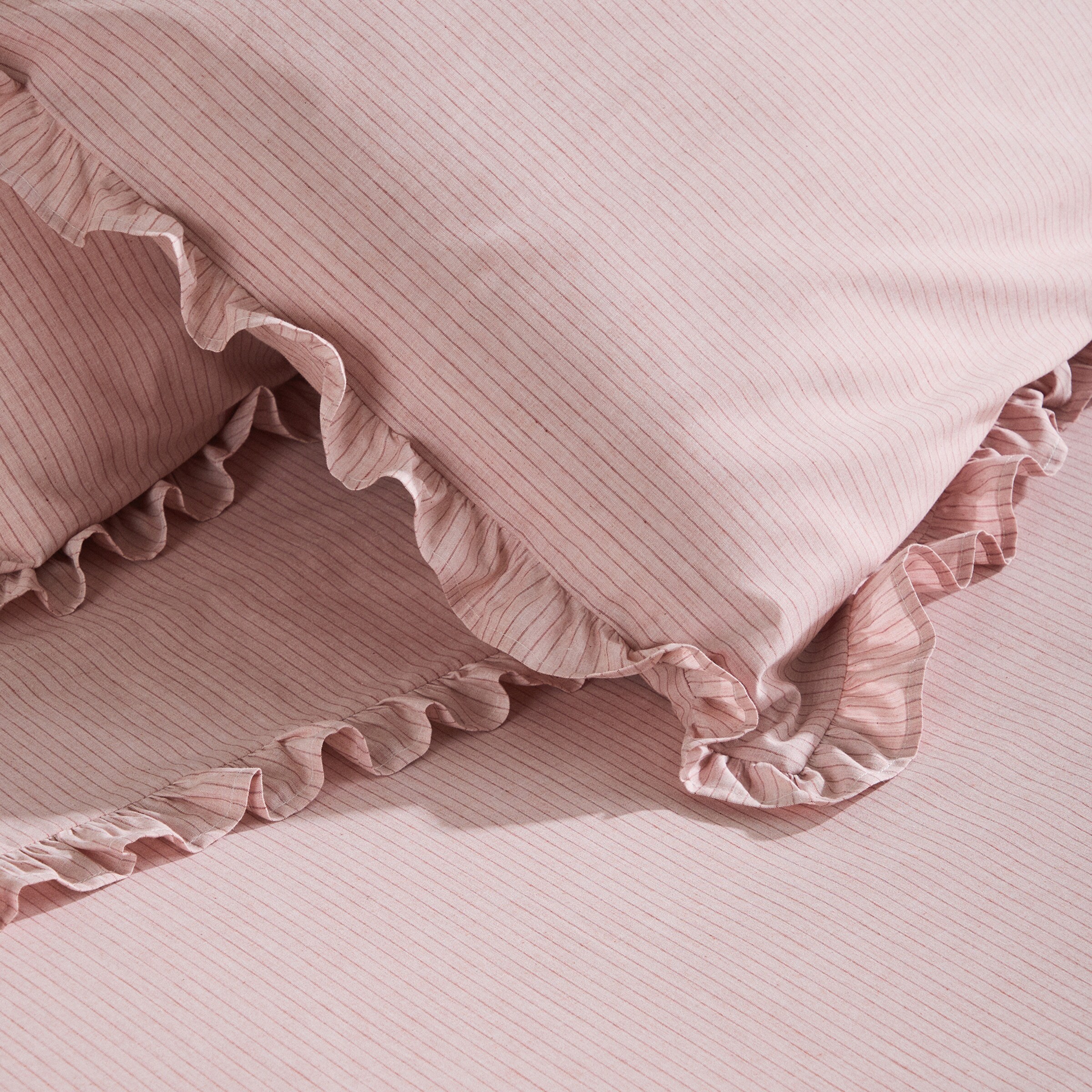 Conjunto de Lençóis de Algodão Mélange Rosa-3