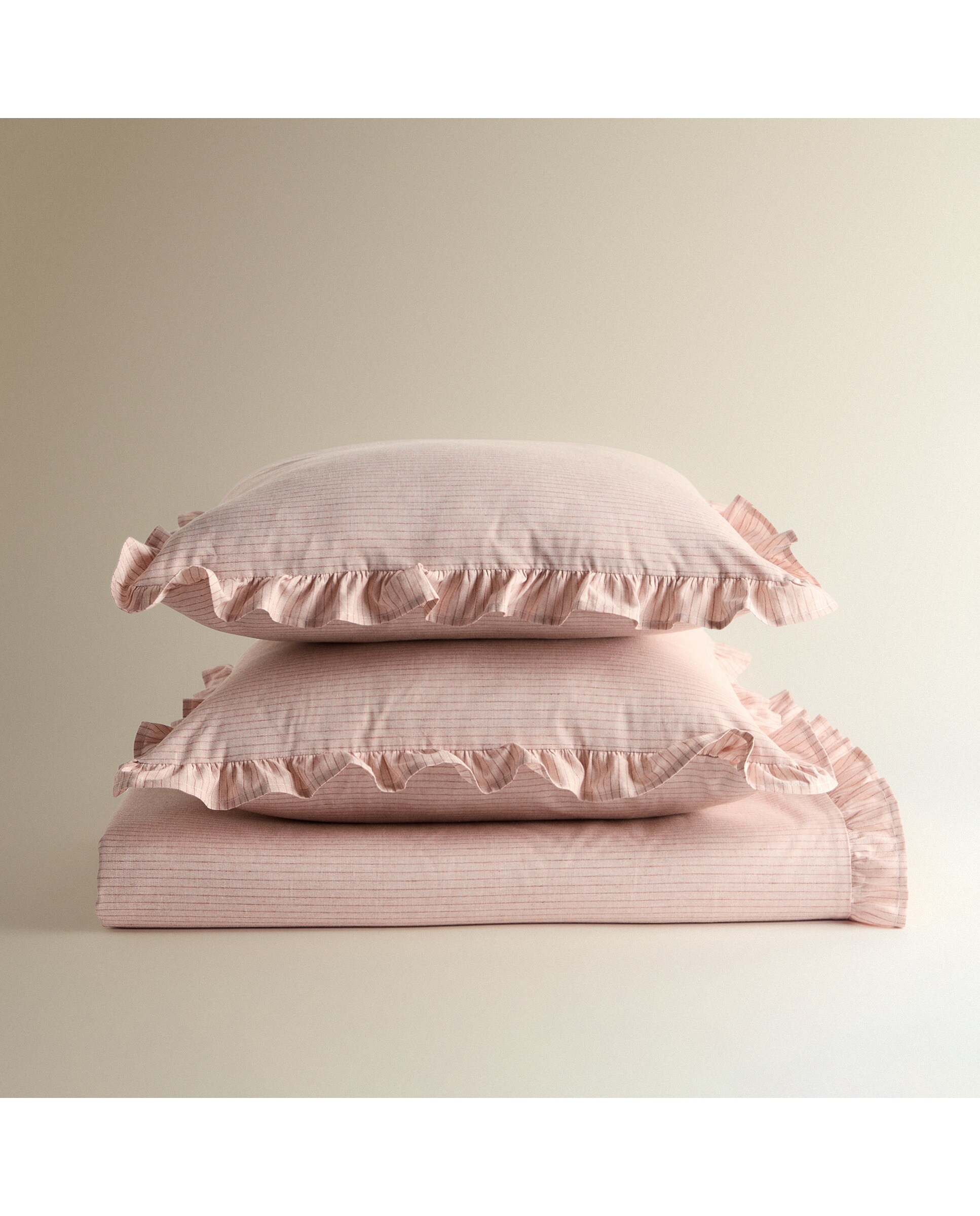 Conjunto de Lençóis de Algodão Mélange Rosa-4